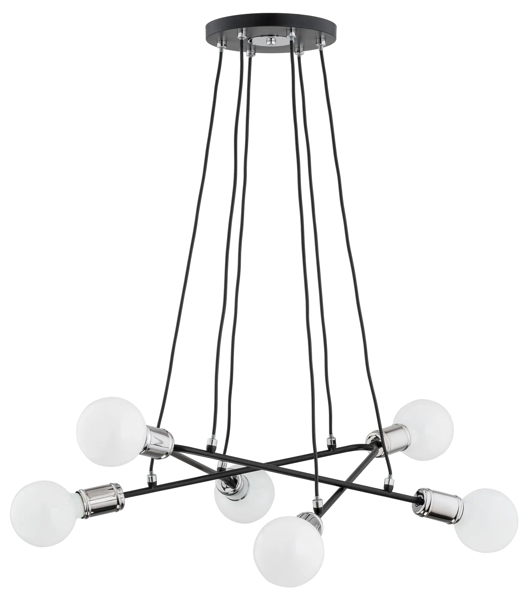 Lampa wisząca Vivia czarno-srebrna 6 x E27 Alfa