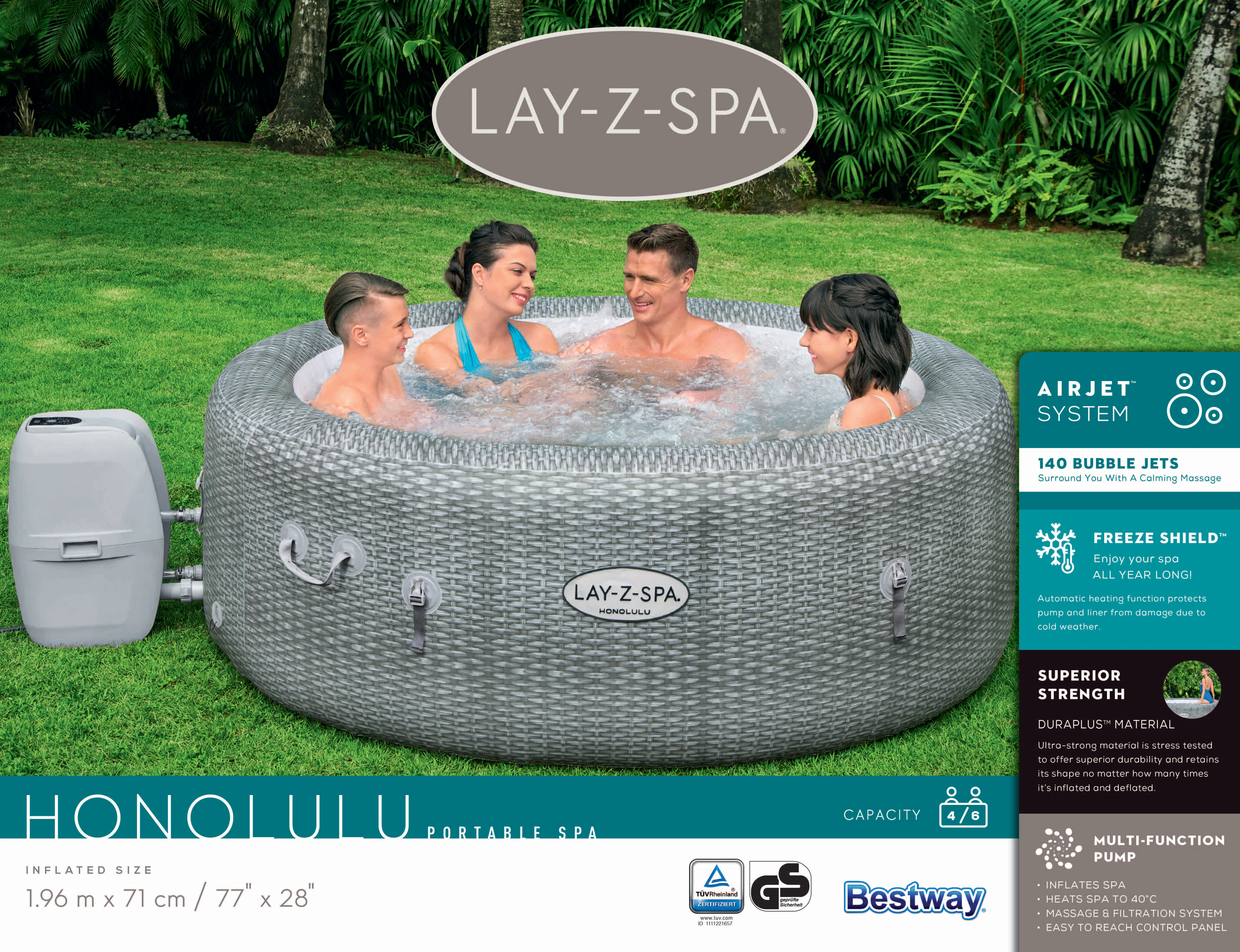 Spa de exterior hinchable BESTWAY de 196x71x196cm con 6 plazas - 32