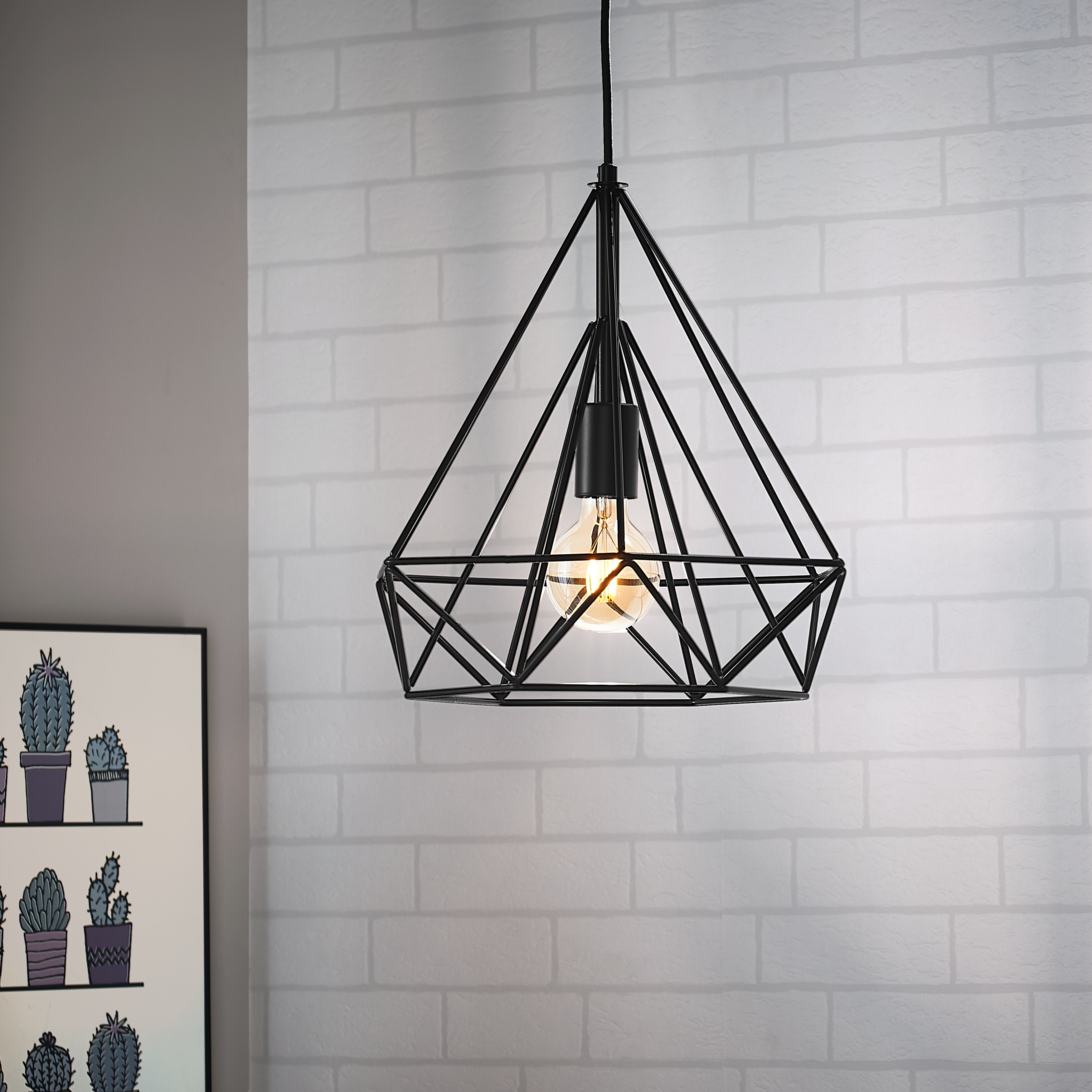 Lampadario Design Byron nero paralume nero E27 Ø36.5cm INSPIRE - 4