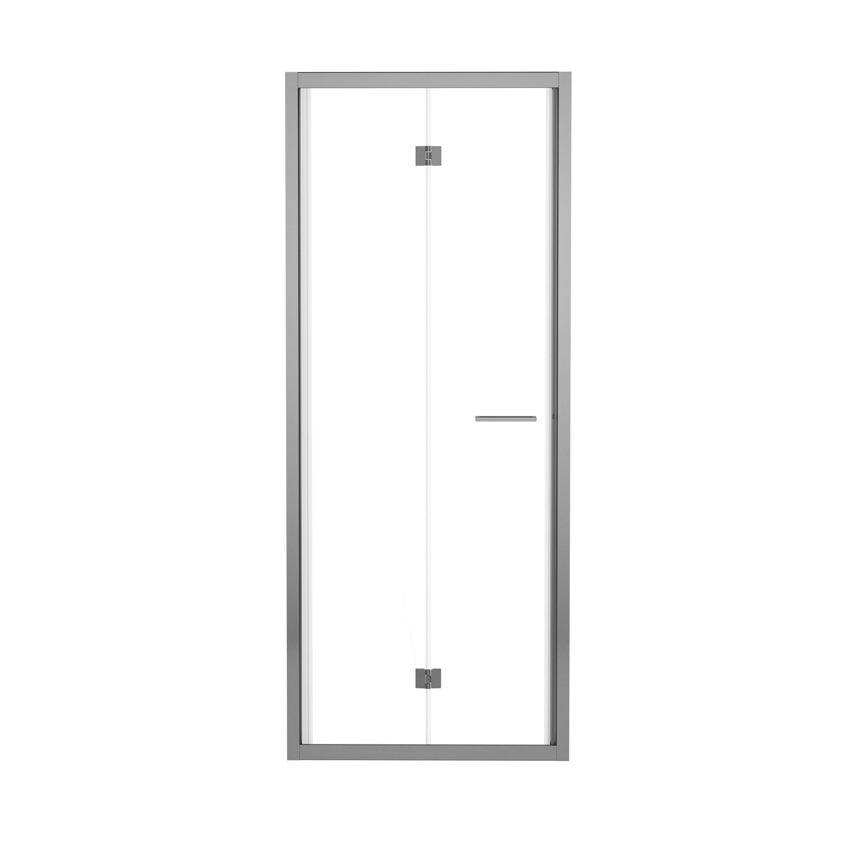 Porta doccia pieghevole L 77-81 cm x H 195 cm per nicchia in vetro trasparente SP. 6 mm, profilo lucido cromo, serie Record - 2