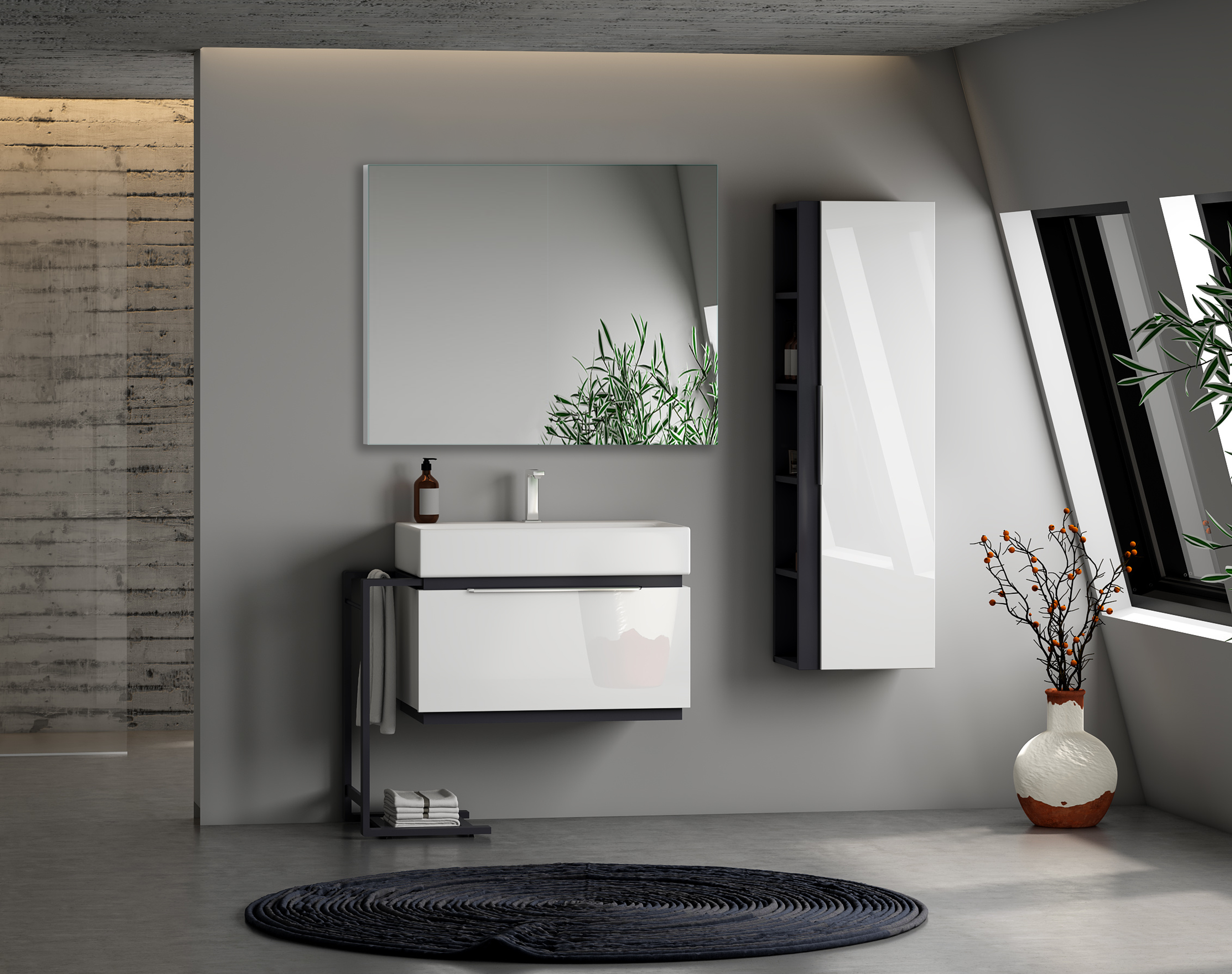 Lustro bez oświetlenia rama aluminium SOLE 100 x 80 VENTI - 2