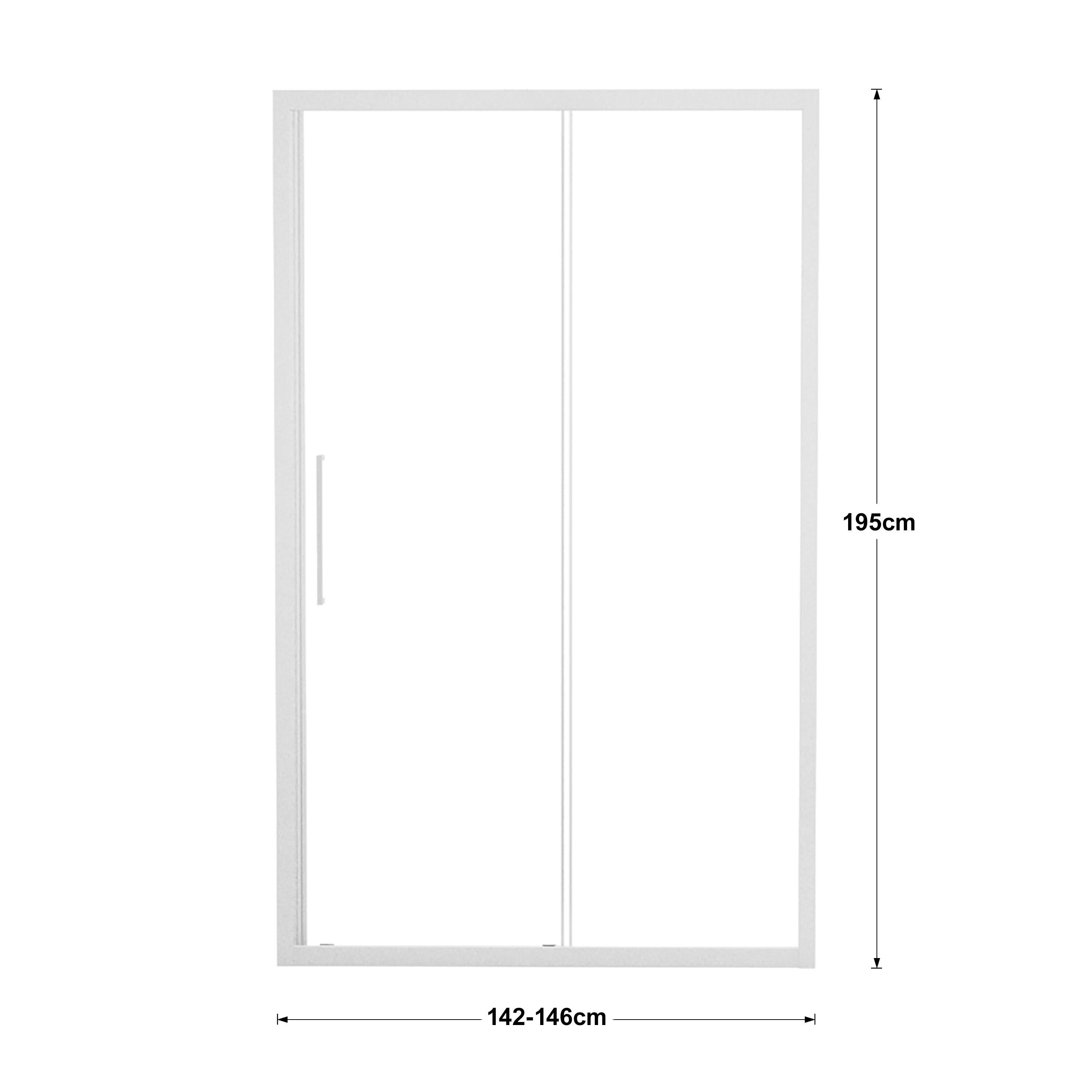 Porta doccia scorrevole L 142-146 cm x H 195 cm, per nicchia in vetro trasparente SP. 6 mm, profilo opaco bianco, serie Record - 10