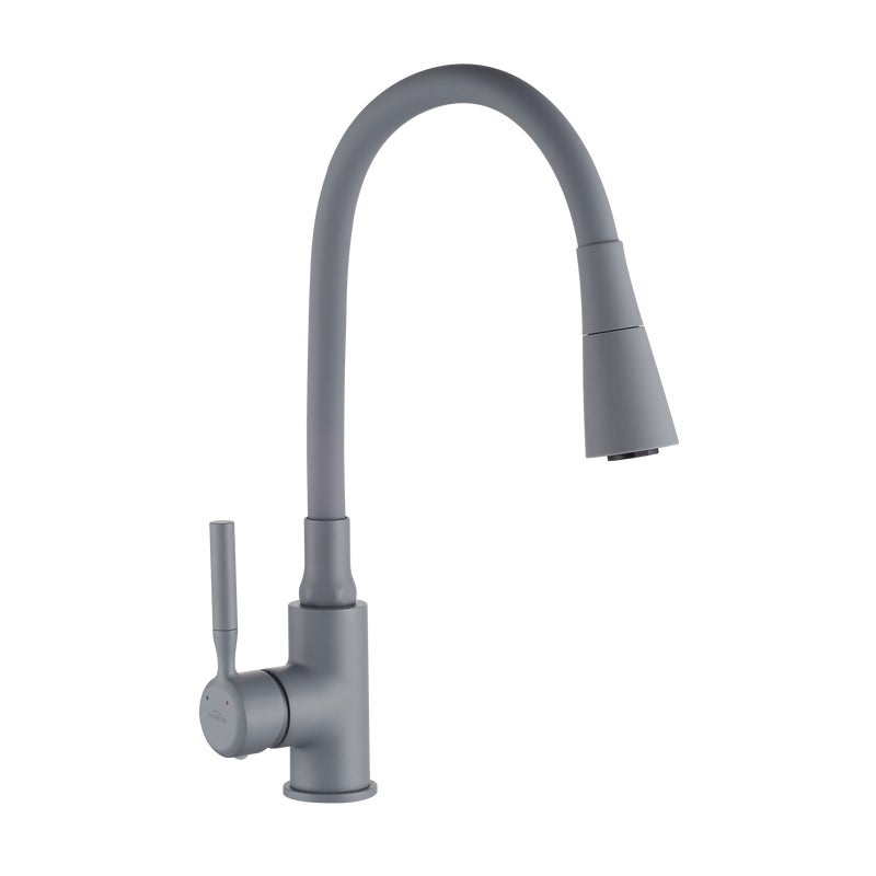 Bateria kuchenna z elastyczną wylewką Hula2 Szara Invena