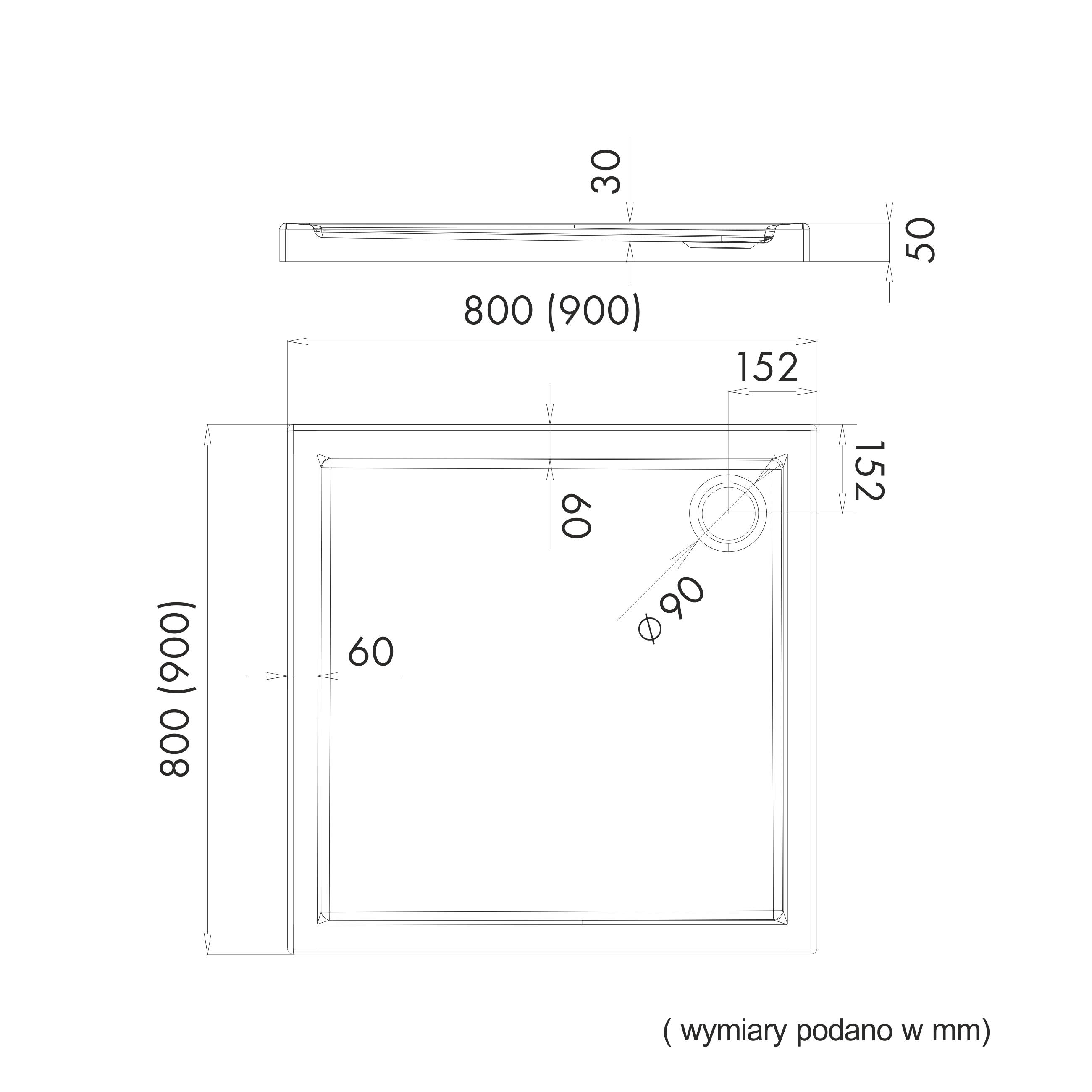 Brodzik do kabiny prysznicowej kwadratowy Ipsilon 90x90x5 cm biały gładki Sensea - 4