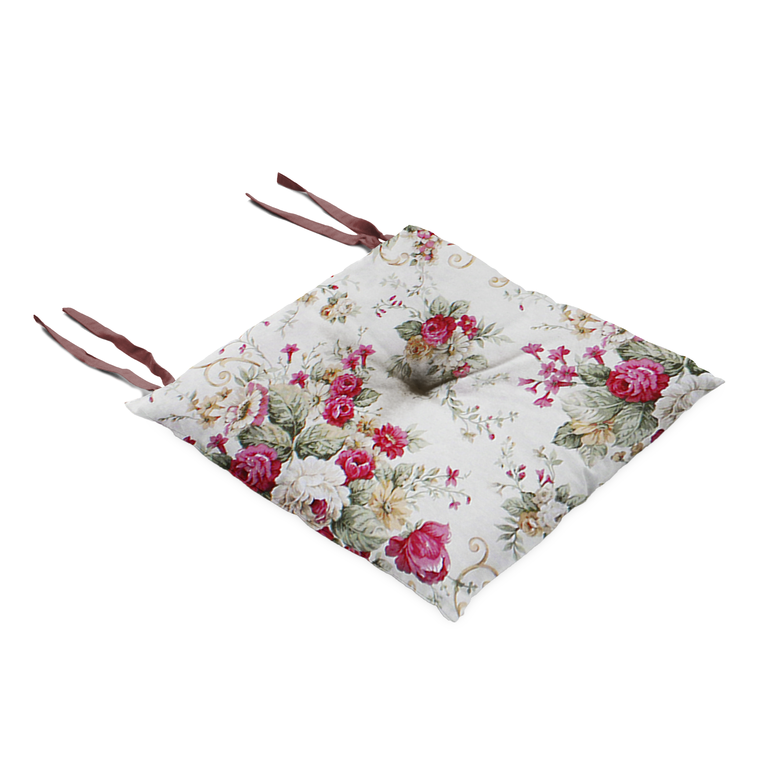 Poduszka na krzesło Silla Blumen bordowa 40 x 40 x 8 cm