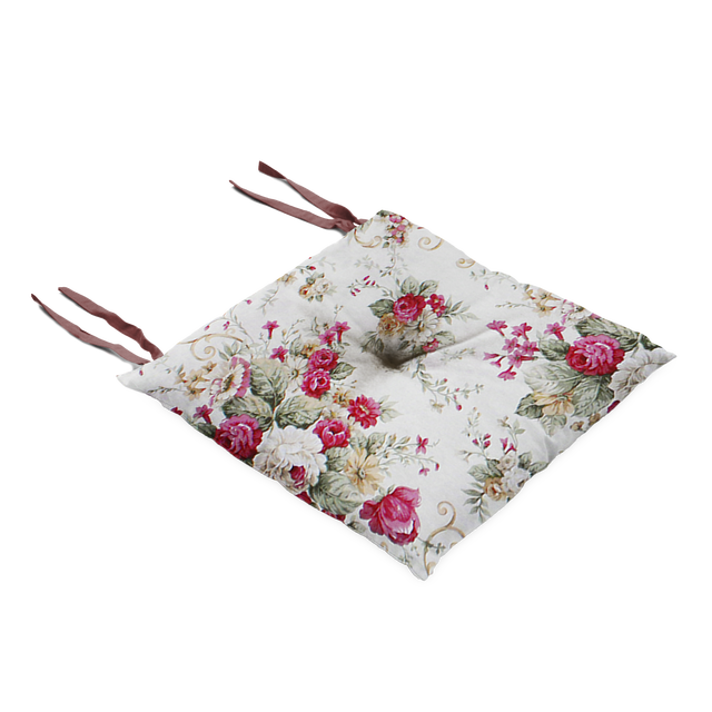 Poduszka na krzesło Silla Blumen bordowa 40 x 40 x 8 cm