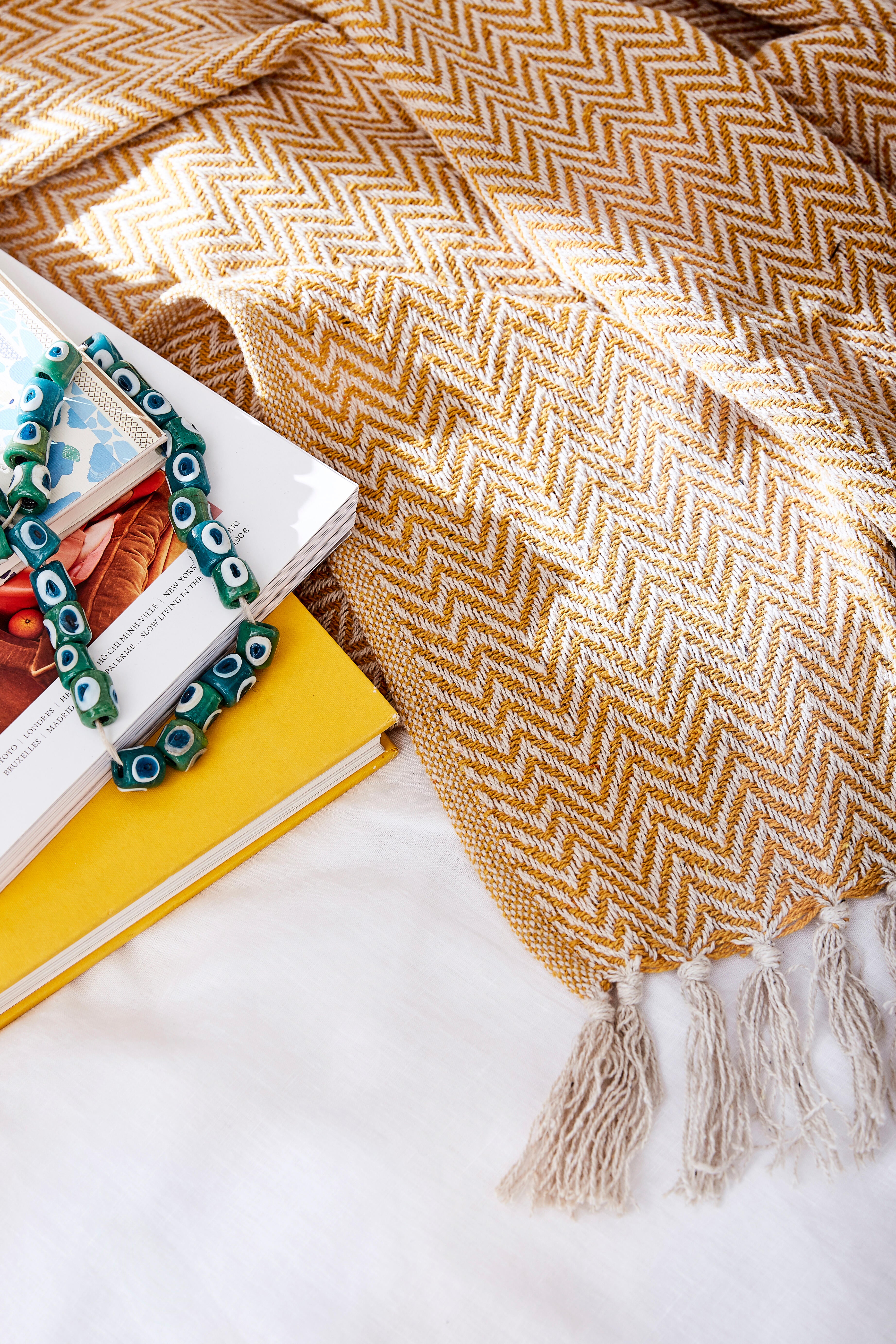 Plaid Aubin, jaune l.130 x L.180 cm - 7