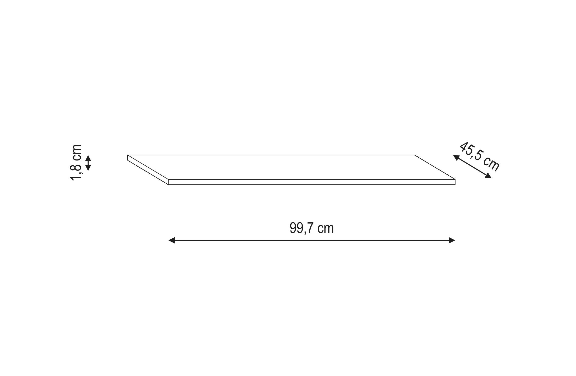 Top da bagno pretagliato Brera L 99.7 x H 1.8 x P 45.5 cm laccato lucido bianco truciolare, lucido, disponibile su misura - 2