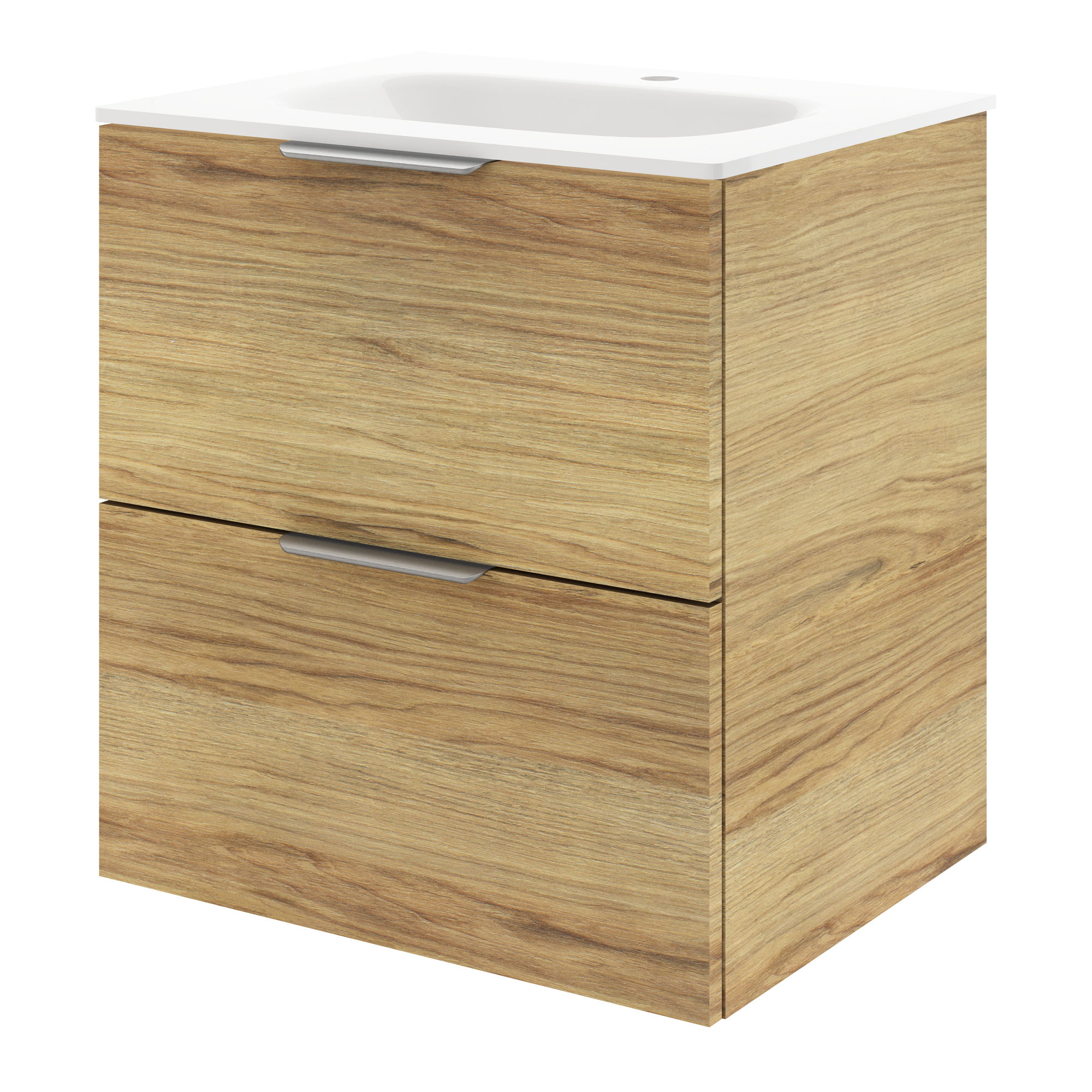 Meuble sous-vasque 2t L.60cm x H.64cm x P.48cm effet chêne miel Neo line - 5