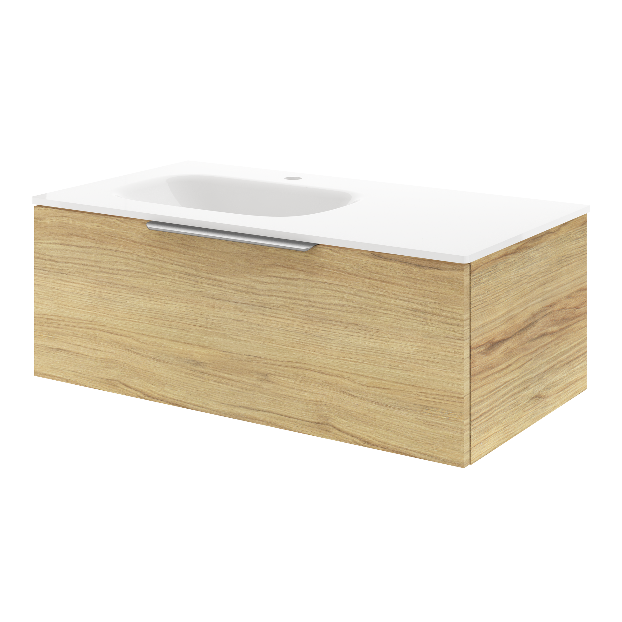 Mobile da bagno sospeso sotto lavabo L 90 x H 32 x P 48 cm rovere lucido, 1 cassetto SENSEA Neo - 2