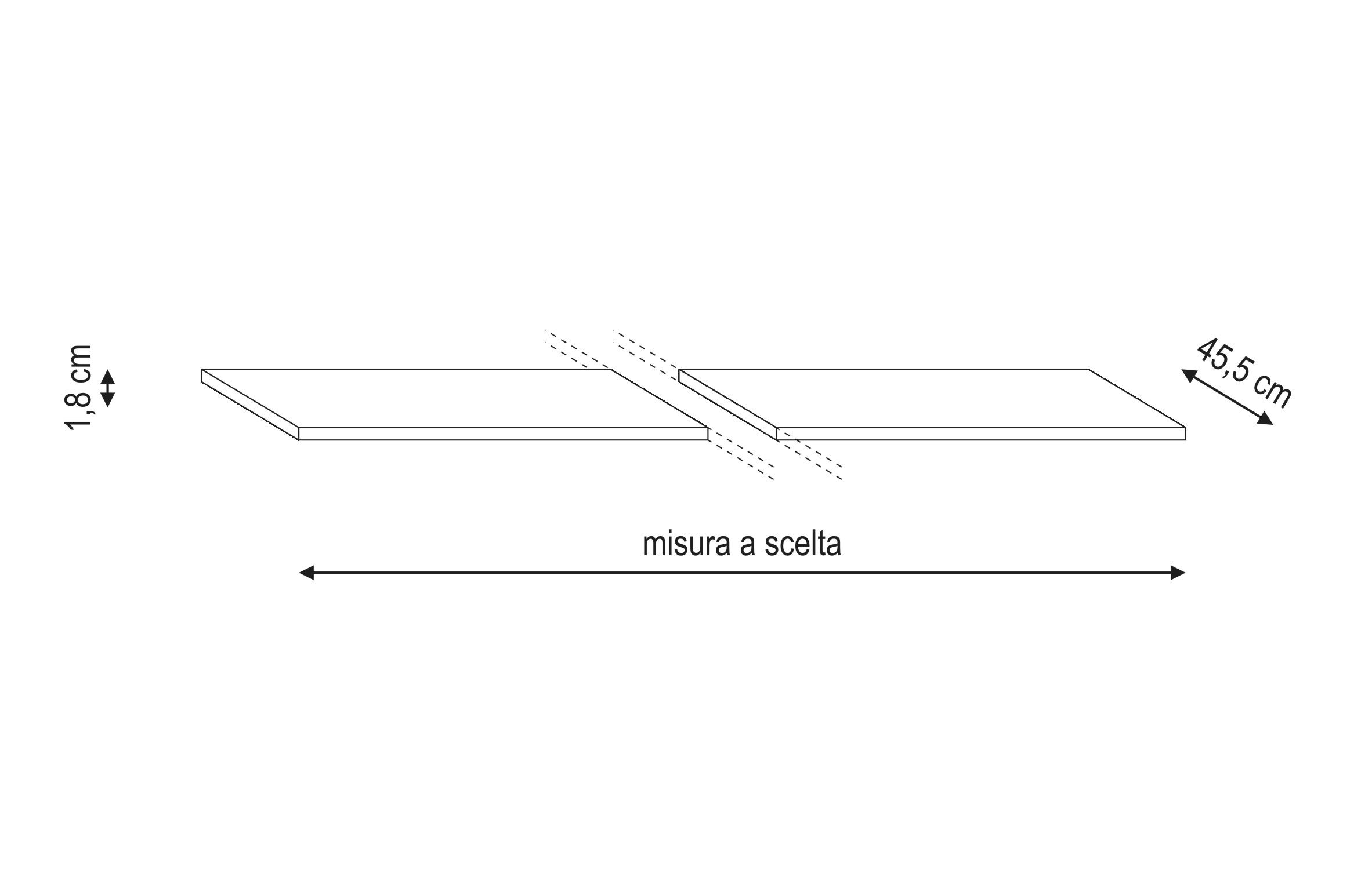 Top da bagno pretagliato Brera L 1 x H 1.8 x P 45.5 cm laccato lucido bianco truciolare, lucido, disponibile su misura - 2