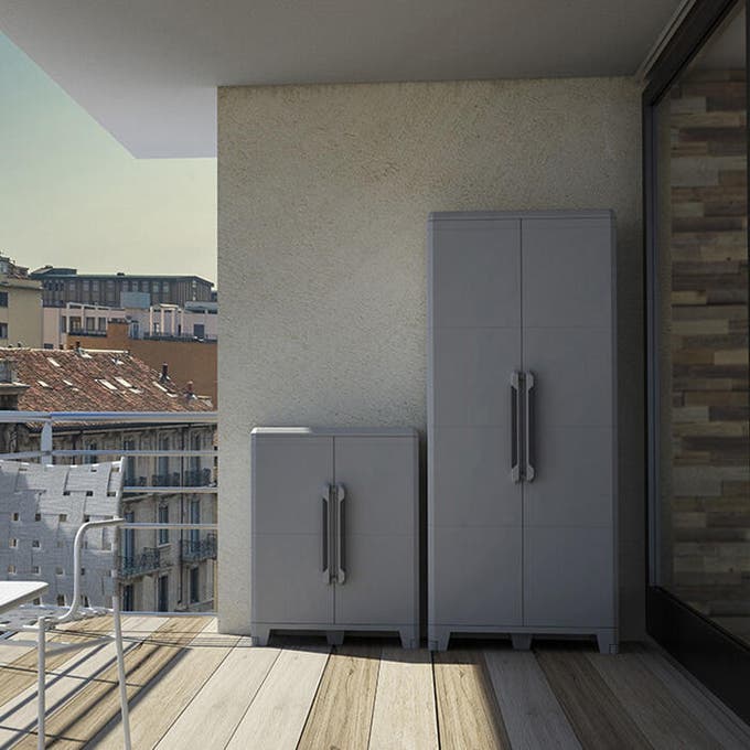 3 Copribidoni Spazzatura In Polyrattan E Acciaio - 66x195x110 Cm, Marrone, Per Cassonetti Esterni - Foto 4