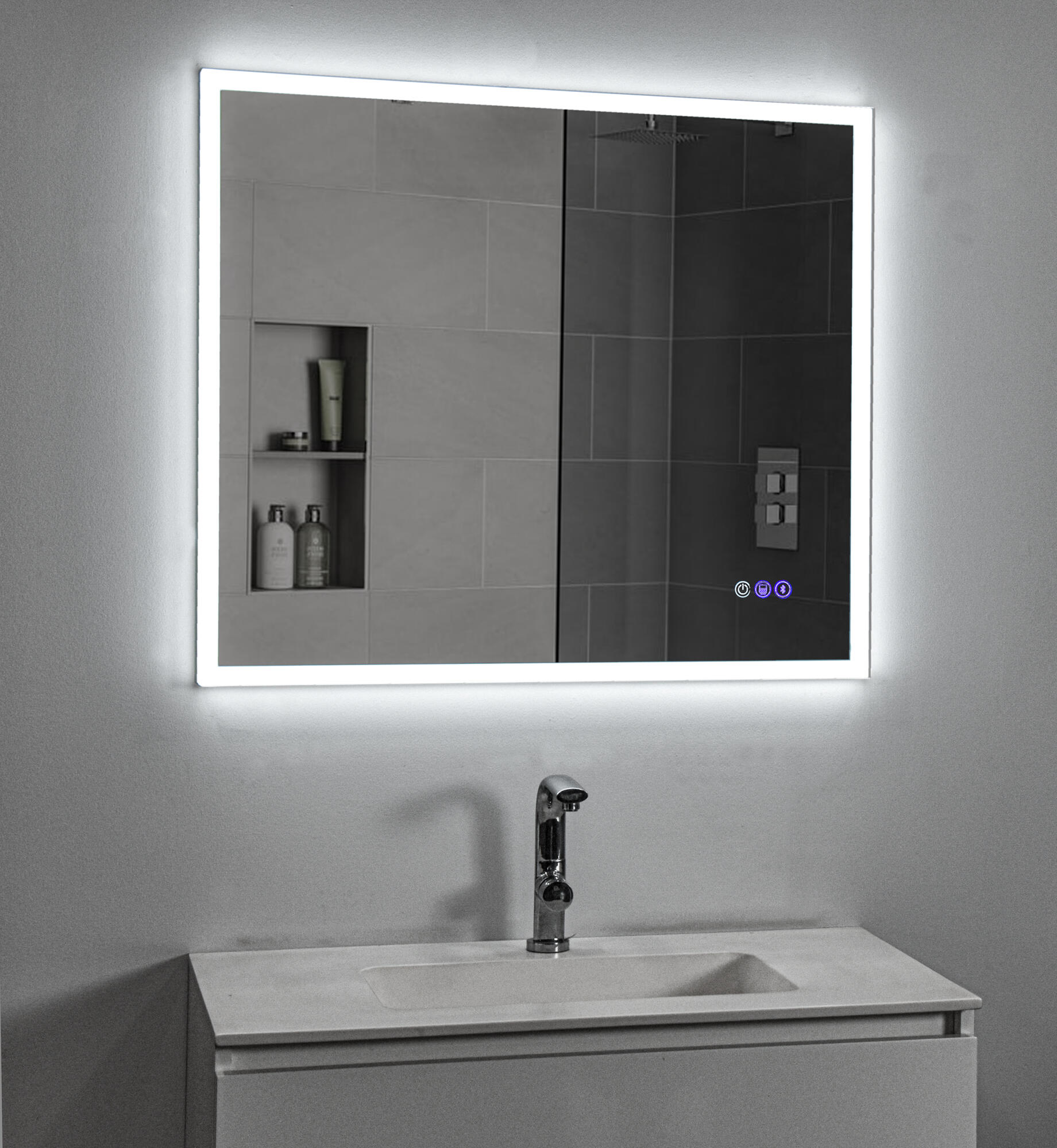 Espejo de baño con luz led cosmos con antivaho, táctil, altavoz, , bluetooth, 120x70cm