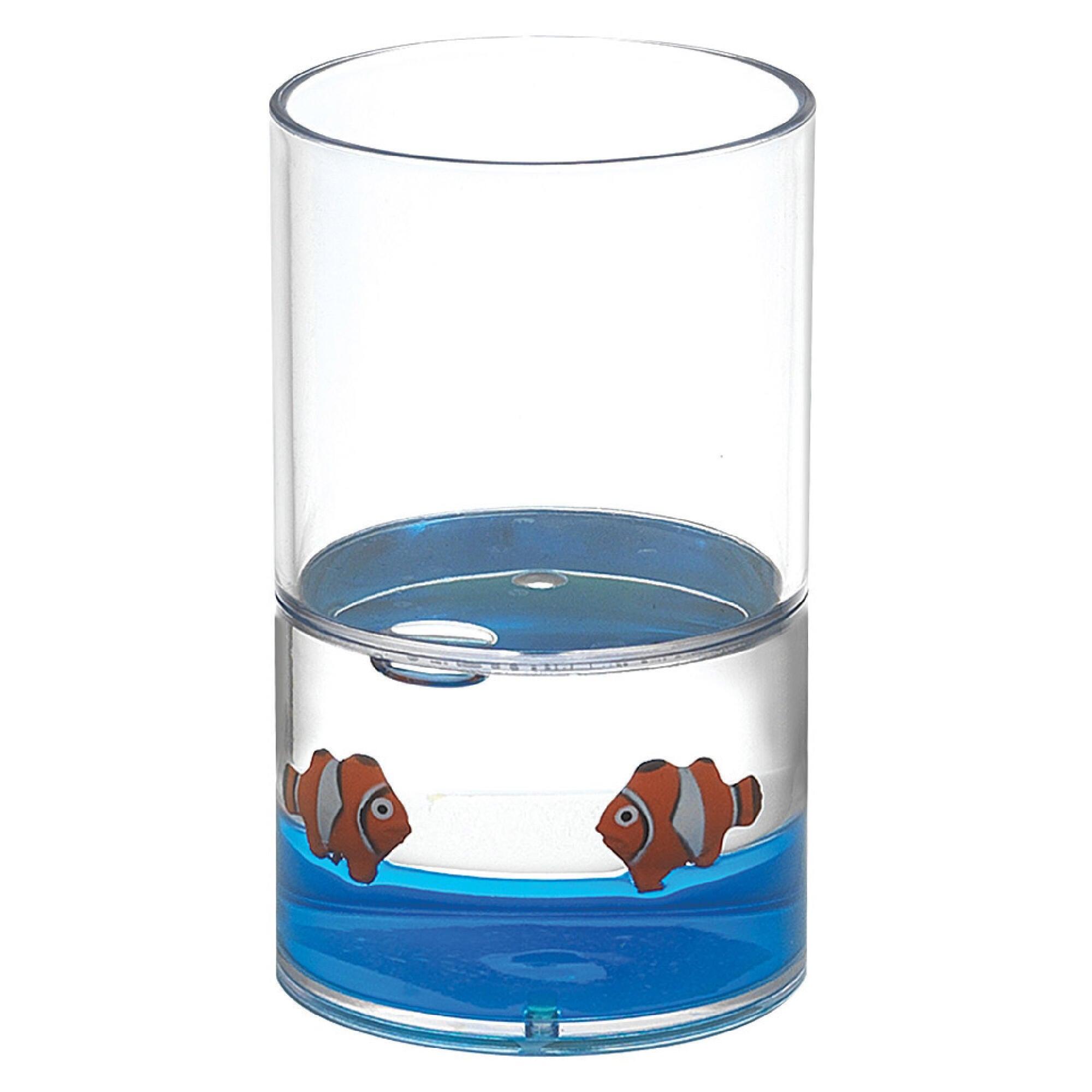 Vaso de baño pyxis transparente, azul y naranja brillante