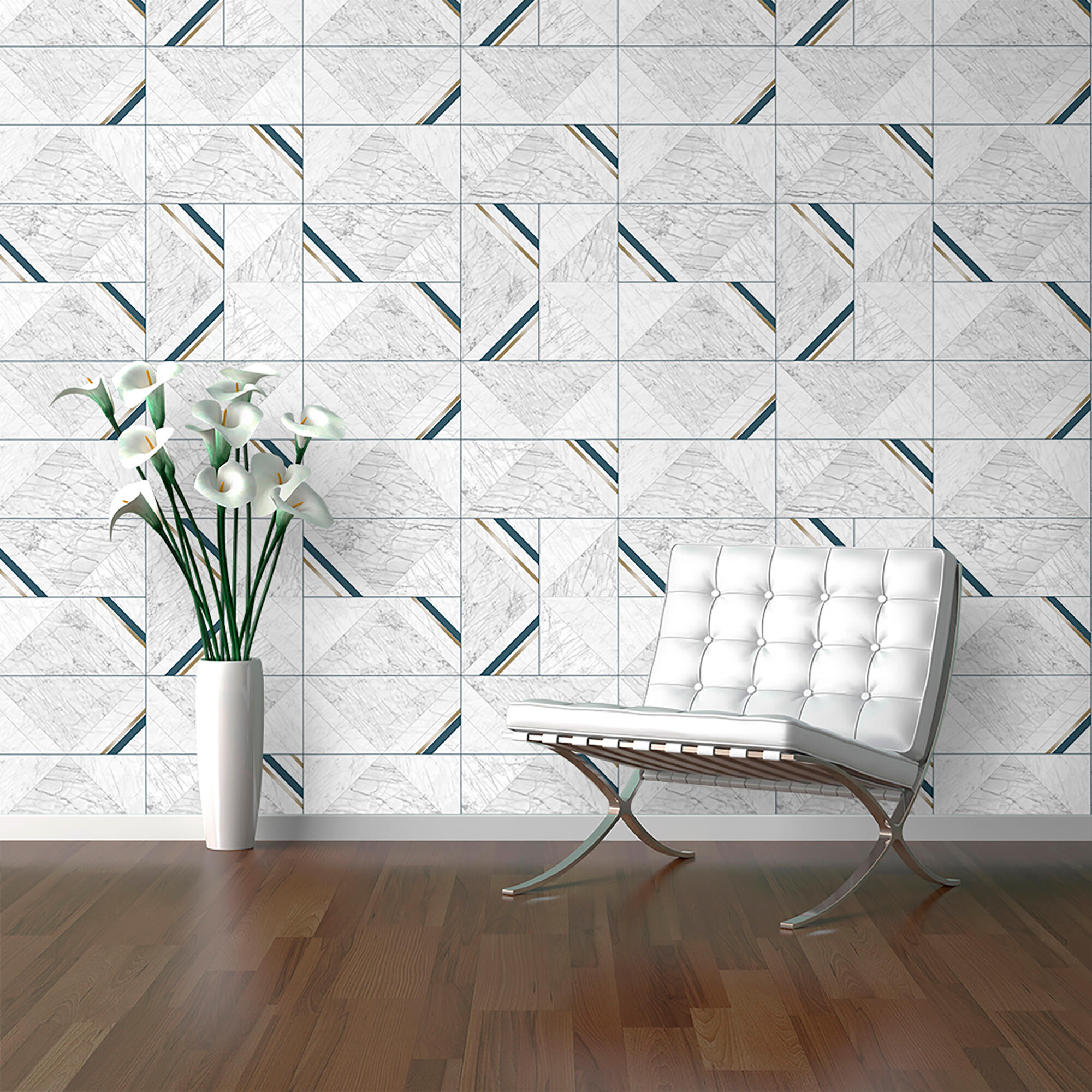 Papel pintado aspecto texturizado imitación materia eco 367-1 deco marble azul,