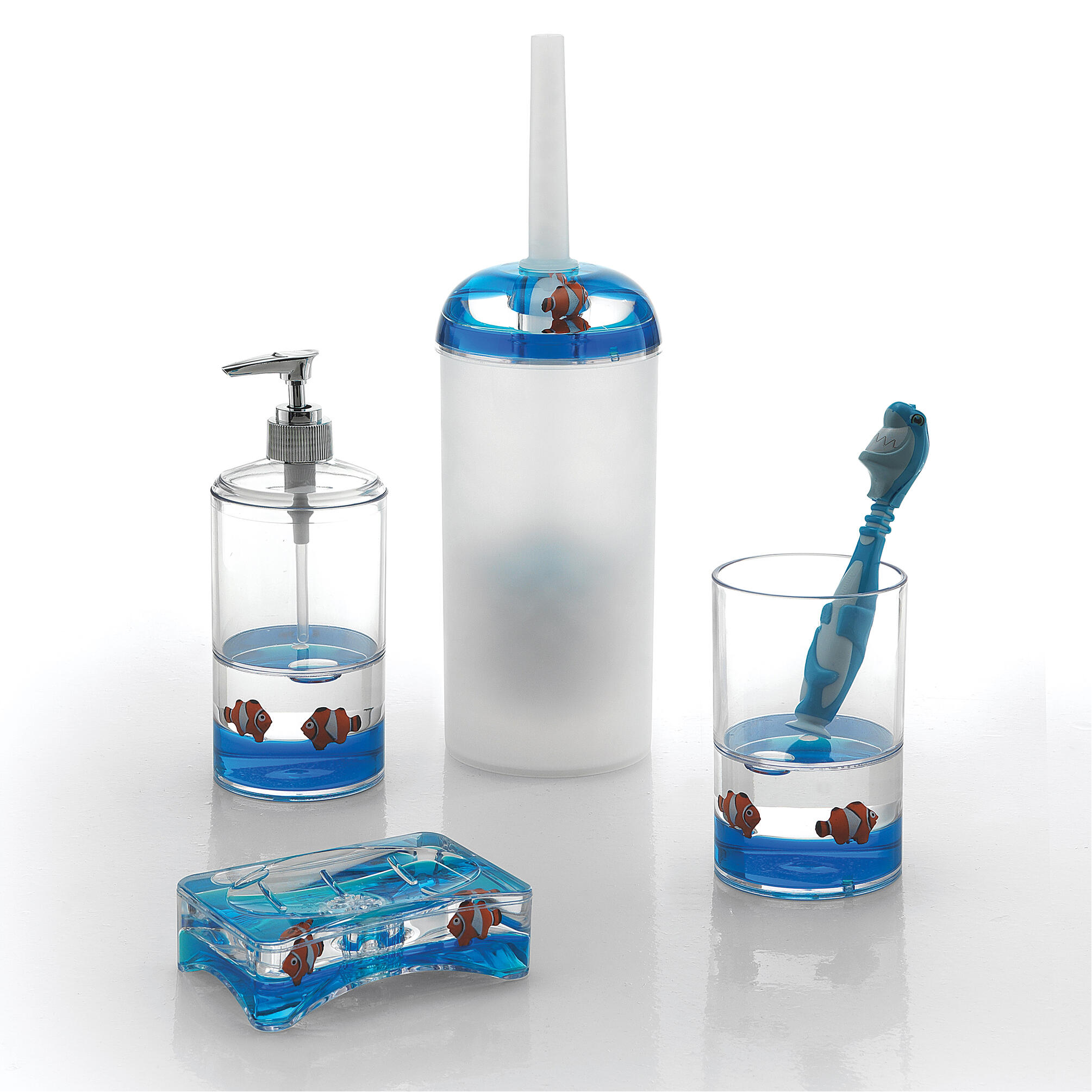 Dispenser sapone per bagno d'appoggio Pyxis trasparente/blu in polipropilene 0.24 l - 2