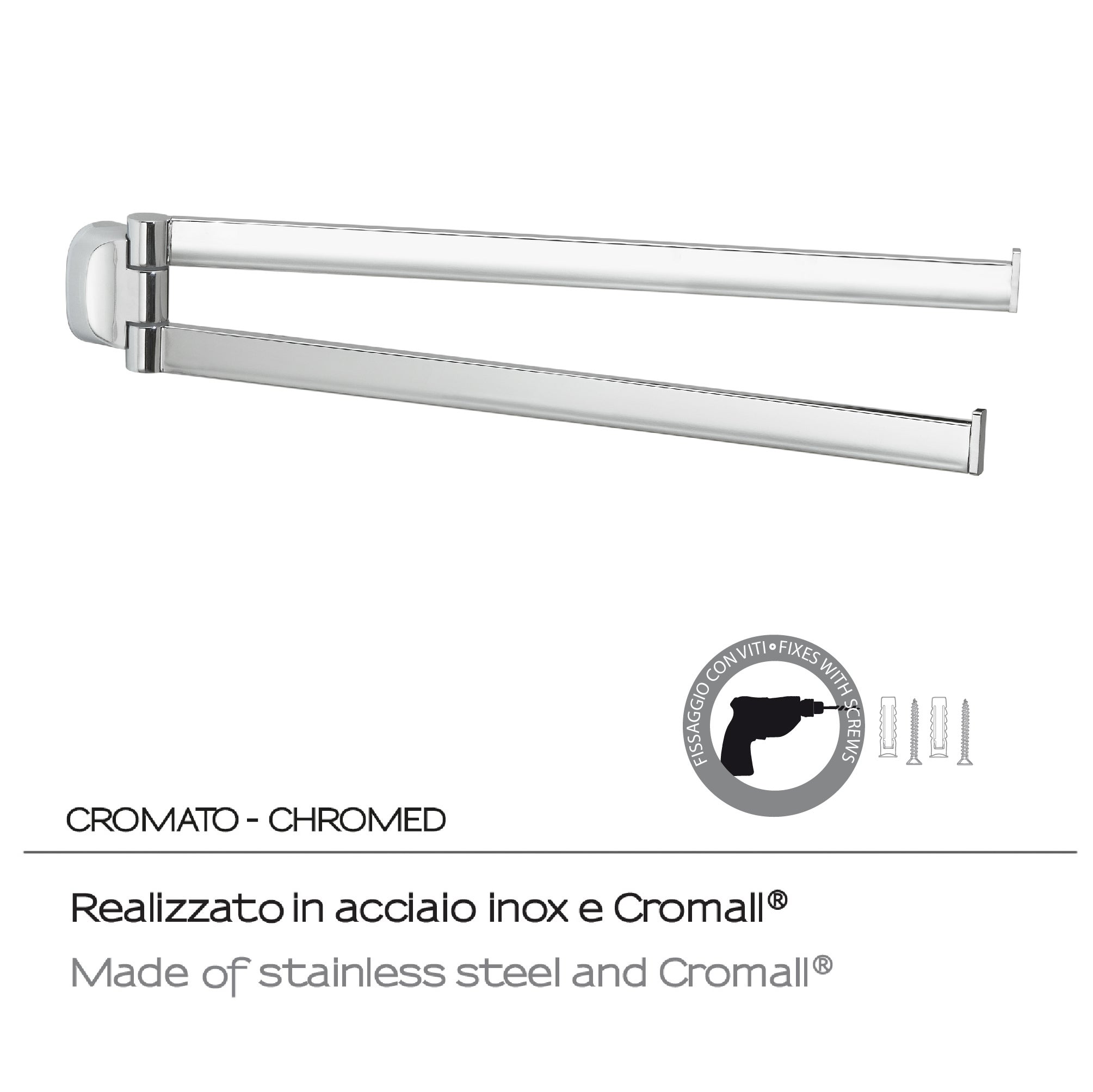 Toallero stelvio cromado brillante 34x6.6 cm