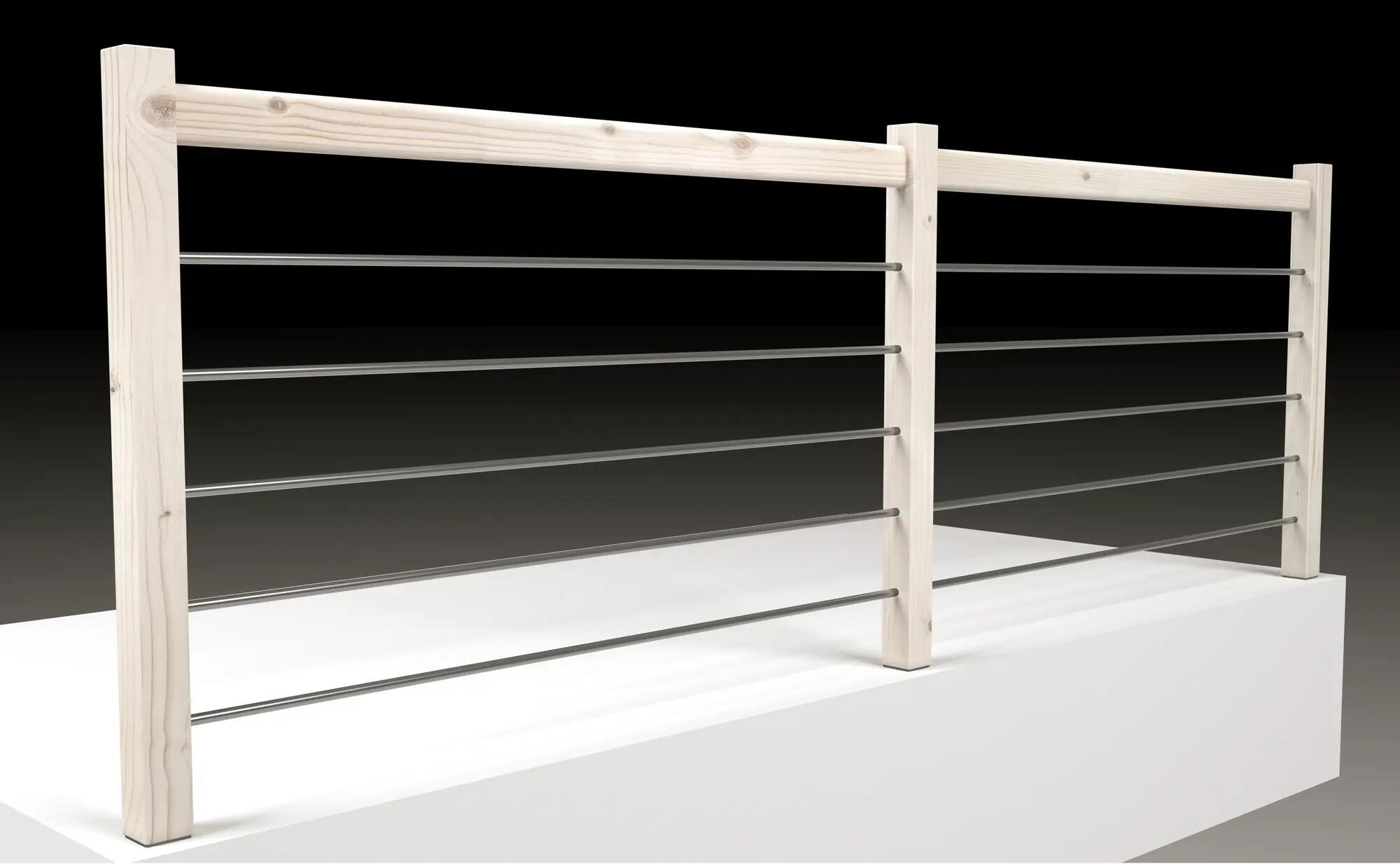 Kit balaustrada interior trendy madera abeto fijación suelo 316cm