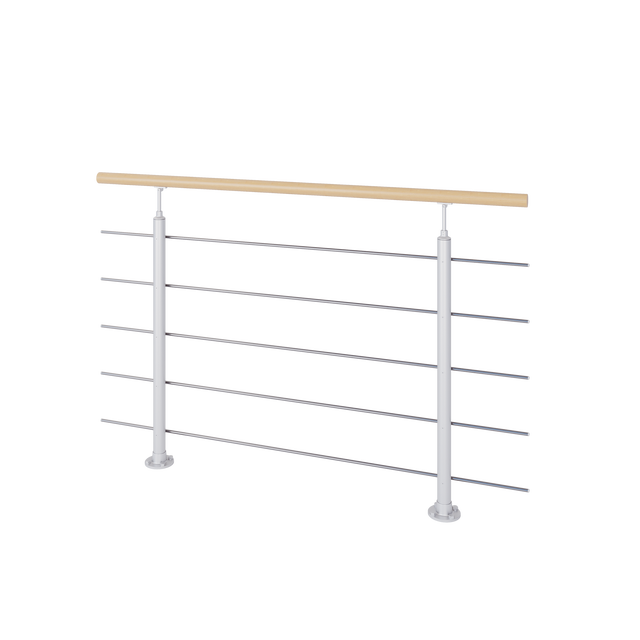 Guarda-corpo 1,5 m fixo ao chão inox/madeira INTERIO