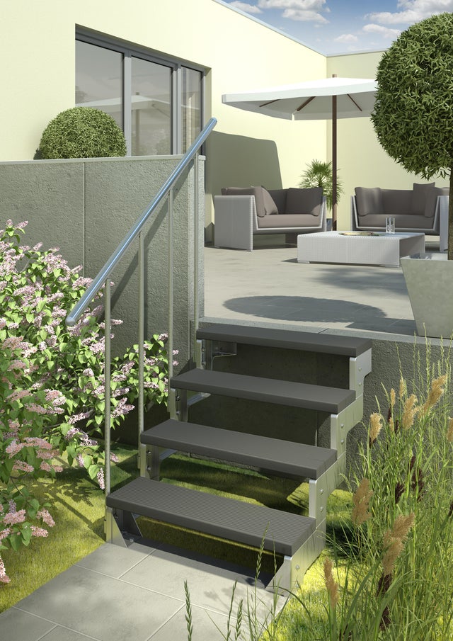 Escada exterior 4 deraus 80 cm antracite GARDEN TOP