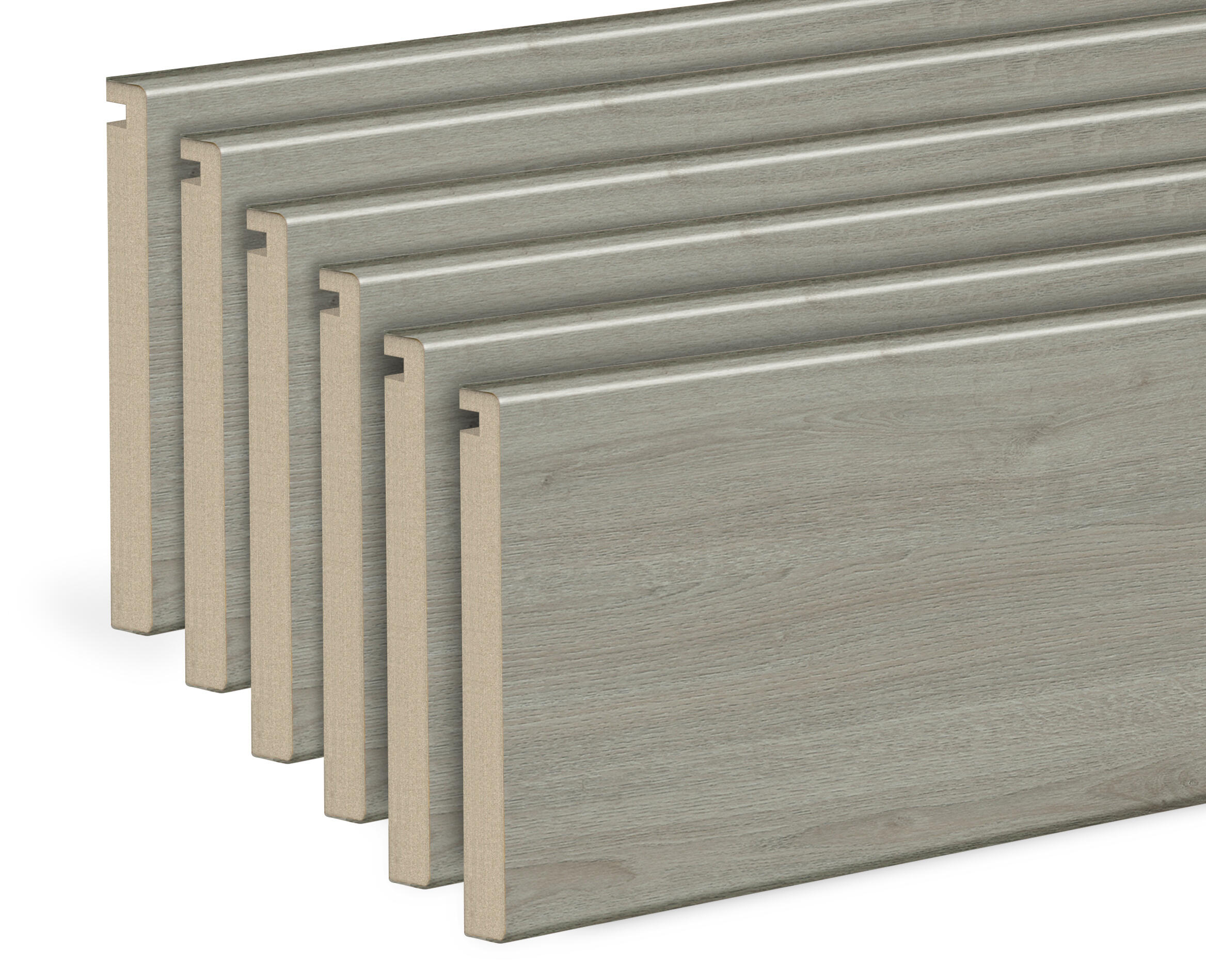 Kit de 6 tapetas lisas mdf melamina roble gris vila berna/oslo 80x12/10x2200mm