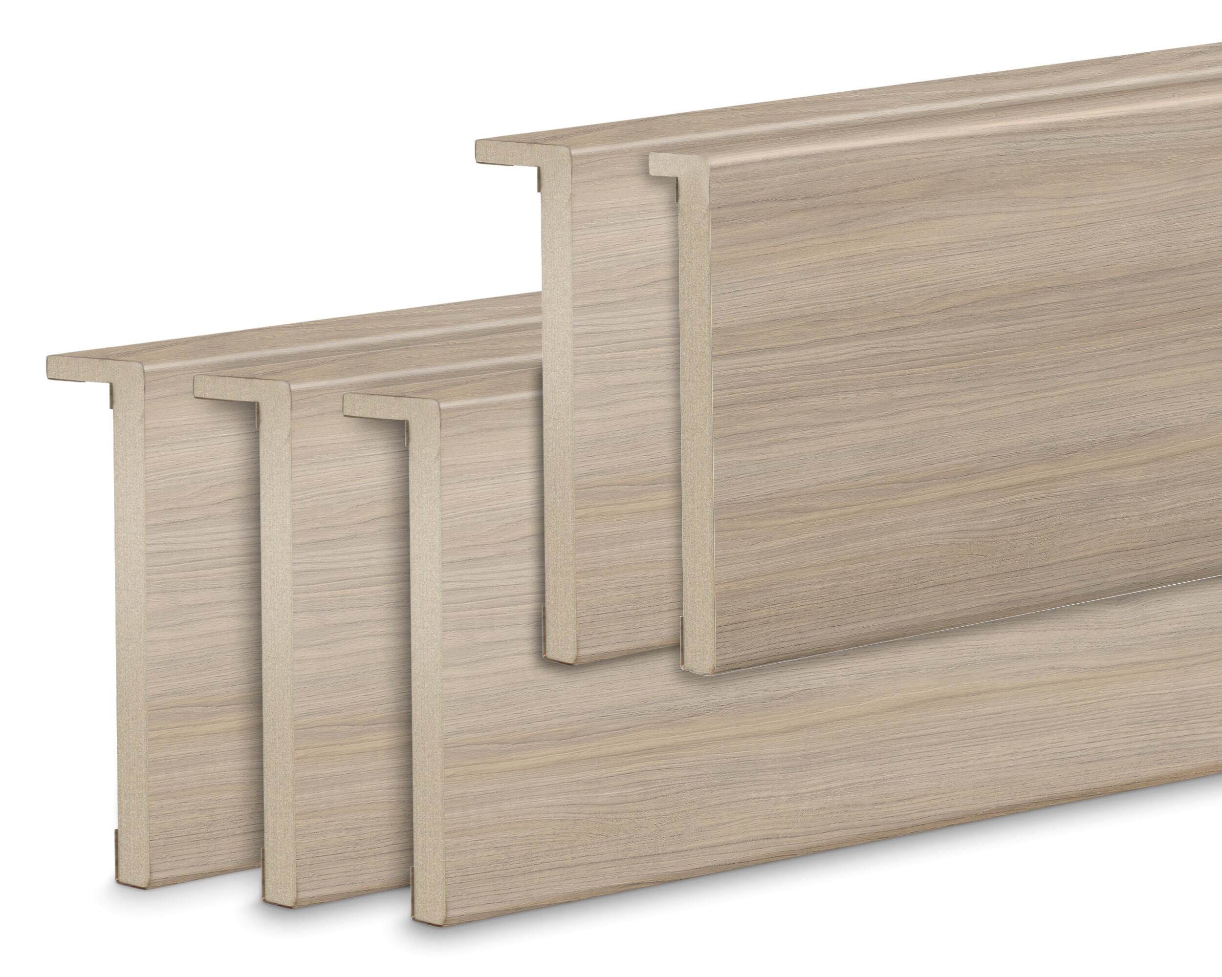 Kit de 5 tapetas extensible en l mdf roble para puerta loft de 80x12/10x2200mm
