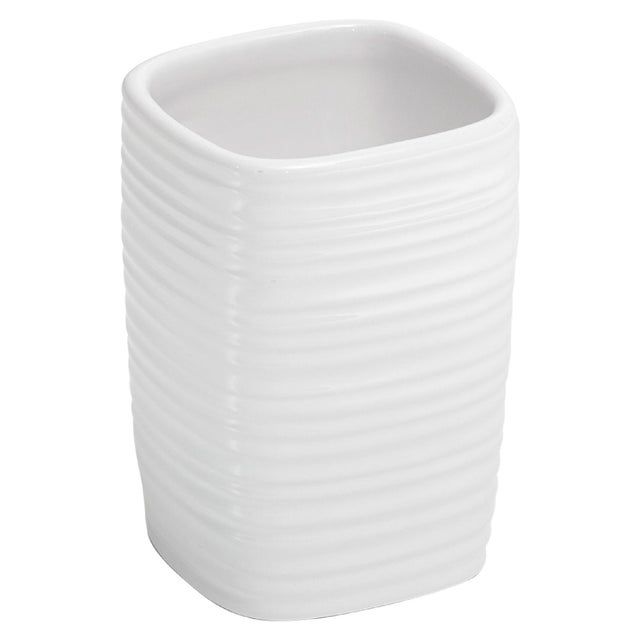 Bicchiere da bagno porta spazzolini Kelly in ceramica bianco