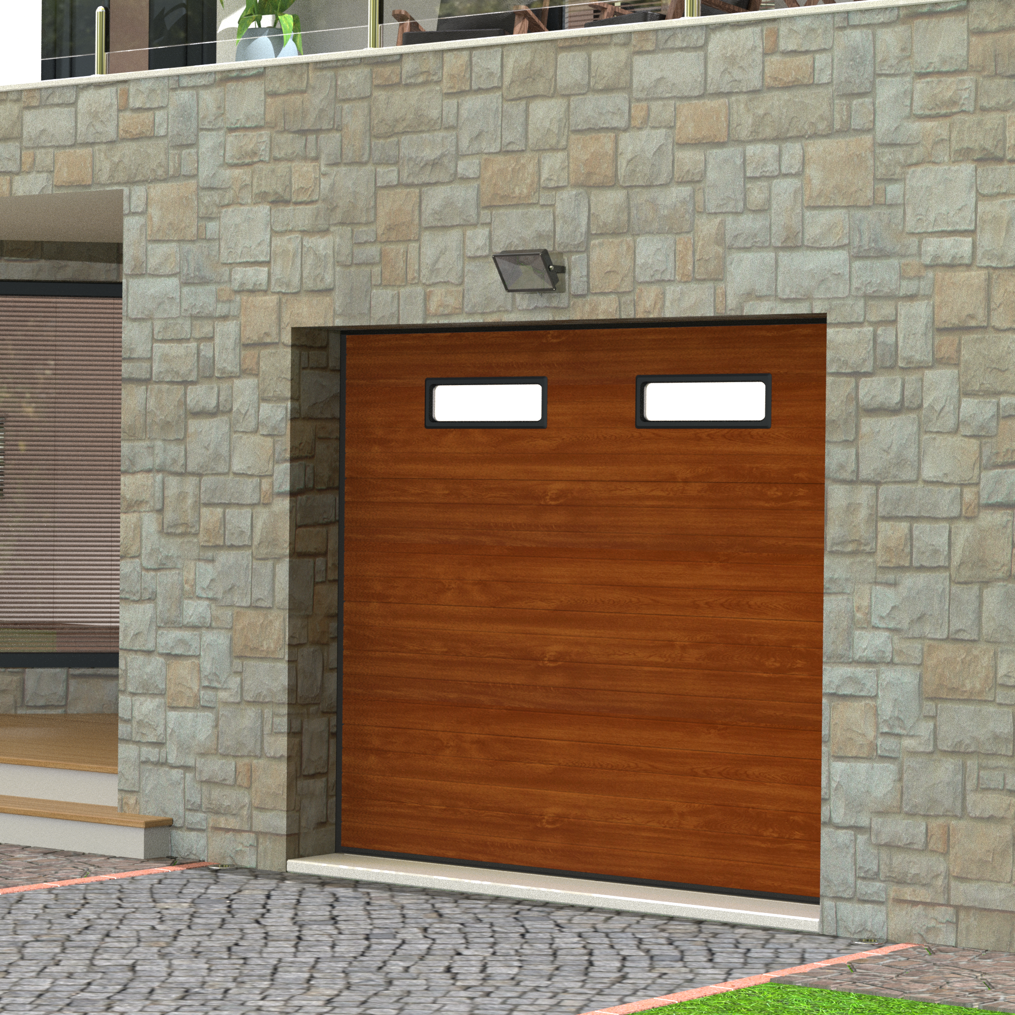 Puerta de garaje motorizada sintra roble de 250x212,5 cm