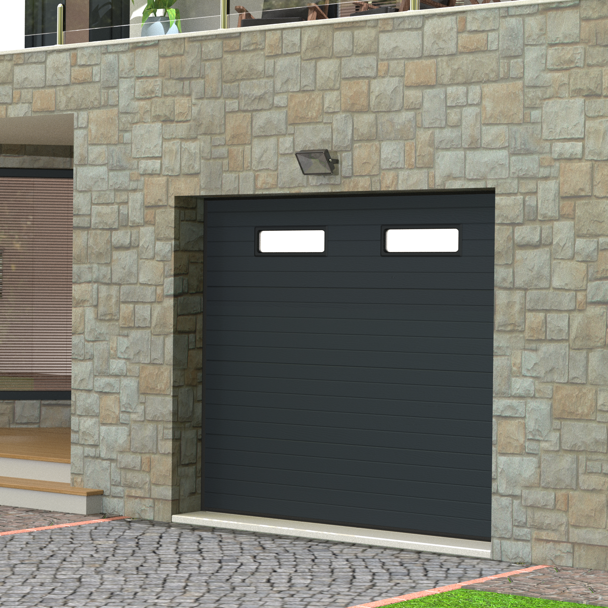 Puerta de garaje motorizada sintra antracita de 250x212,5 cm