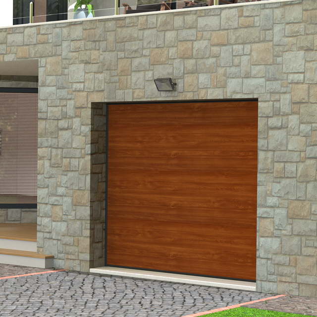 Puerta de garaje motorizada CASCAIS roble de 250x212,5 cm