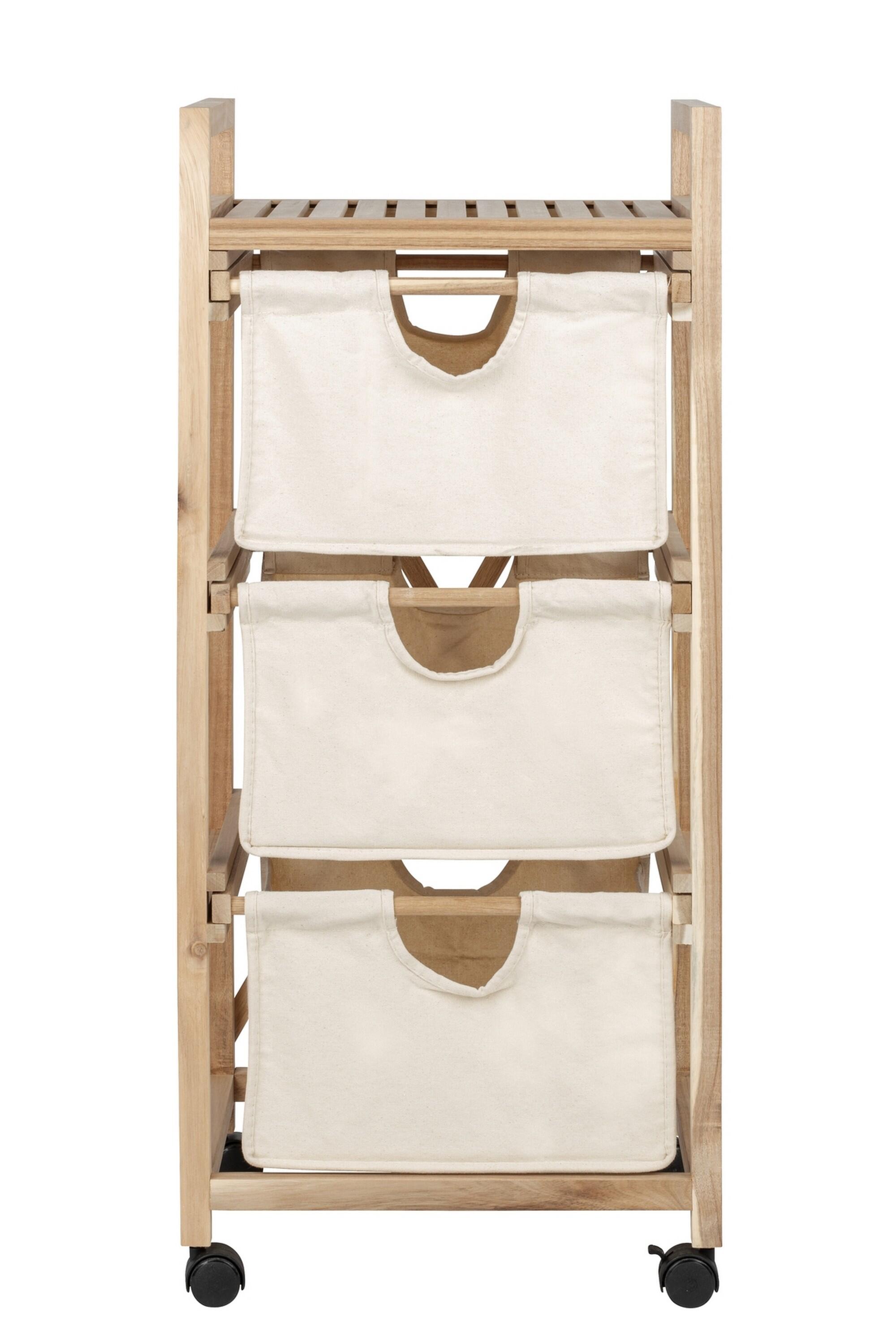 Carrito de baño acina beige con 1 estante y 3 cajones 43.5x33.5x96 cm