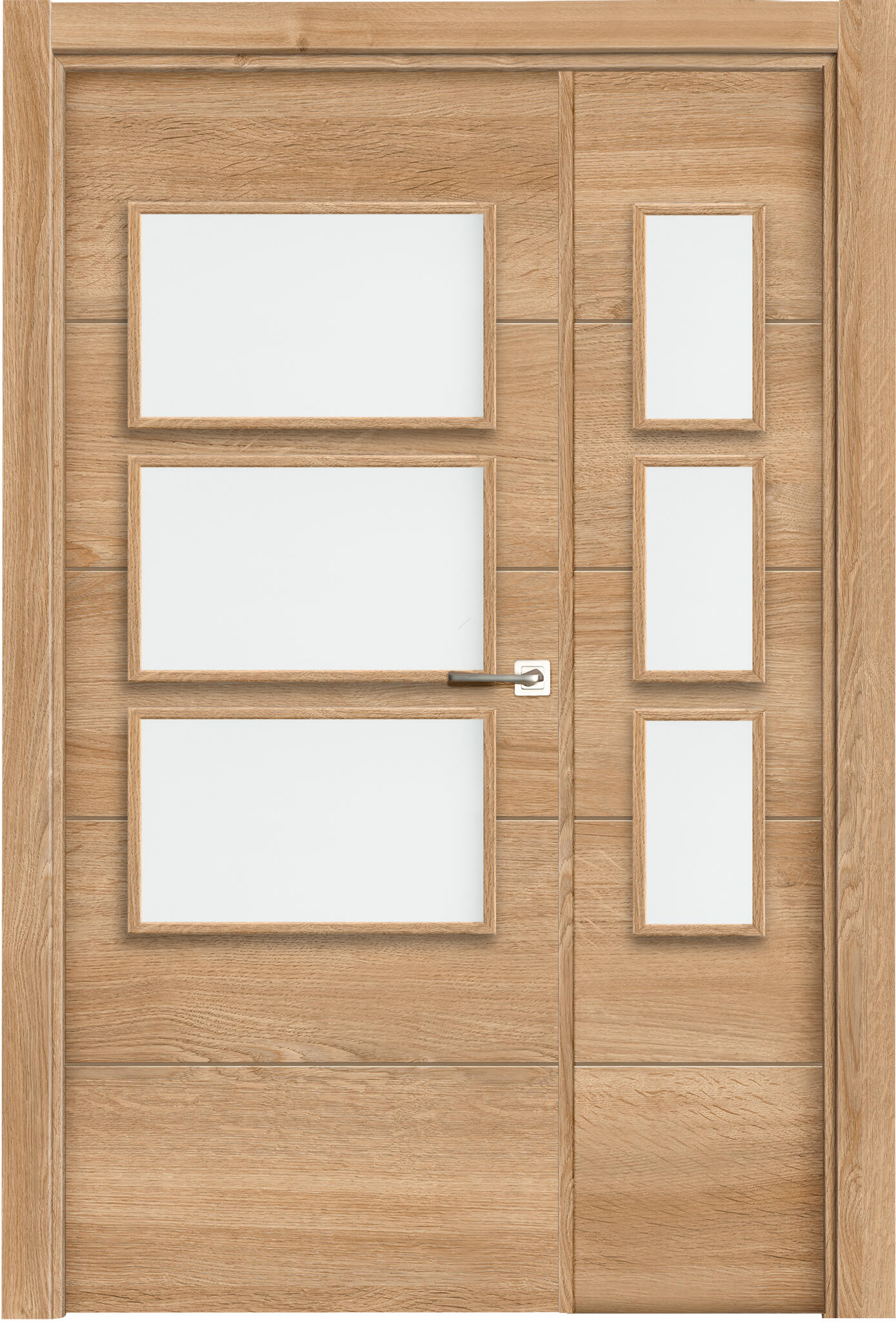 Puerta interior abatible berna nature roble line apertura izda cristal 125cm