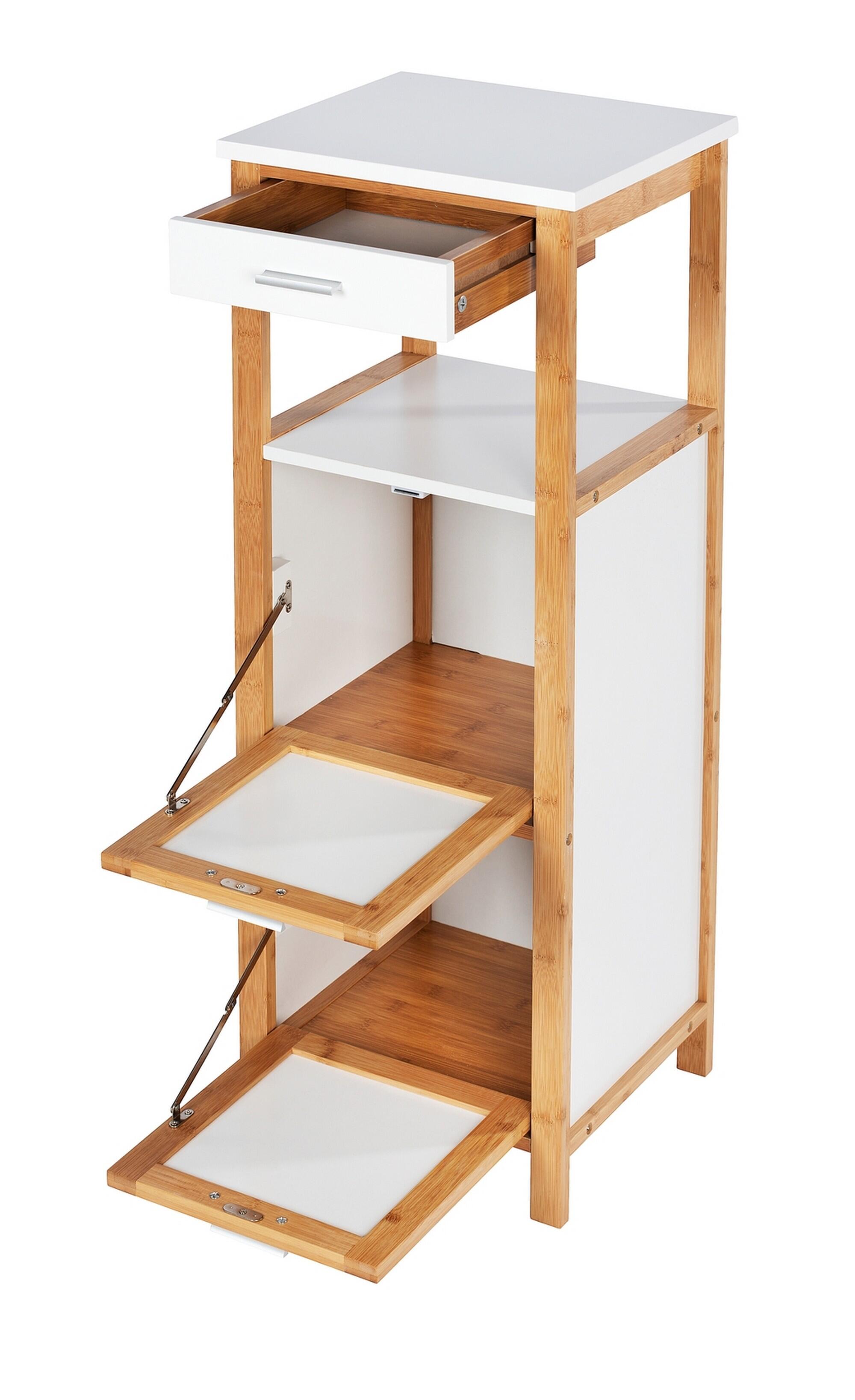 Estante para el baño de bambú blanco finja 34x30x89cm