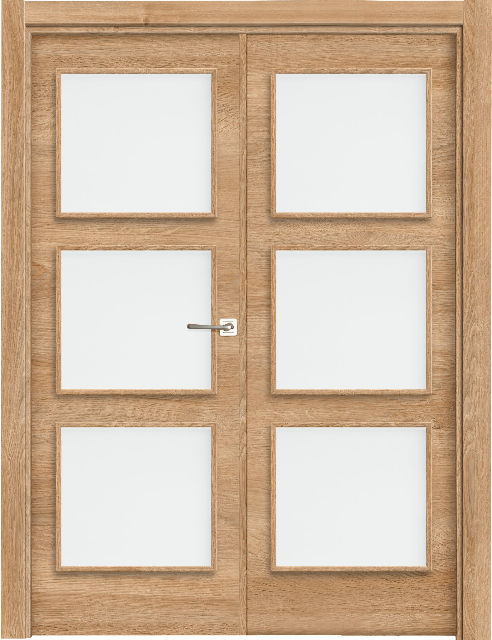Puerta de interior abatible doble vidriera con cristal incluido maciza acabado laminado Line Oslo Nature Roble apertura derecha cerco de 7x3 anchura 125 cm - 3