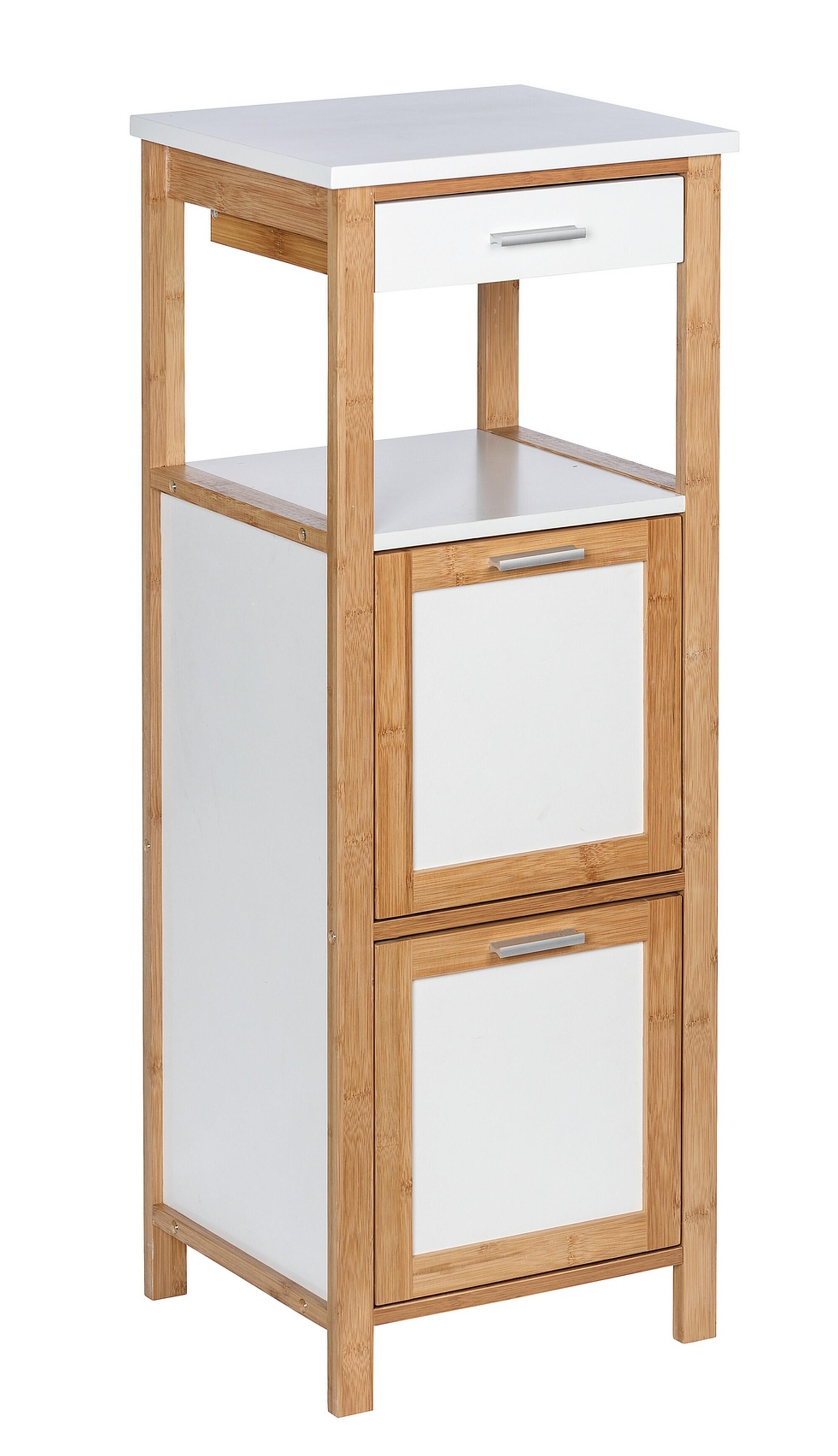 Estante para el baño de bambú plata finja 40x30x95cm