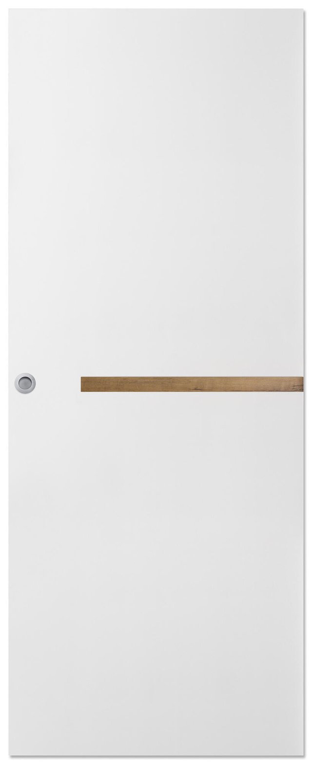 Puerta de interior corredera ciega estructura maciza serie Line Denver Gold acabado lacado con uñero anchura 82,5cm