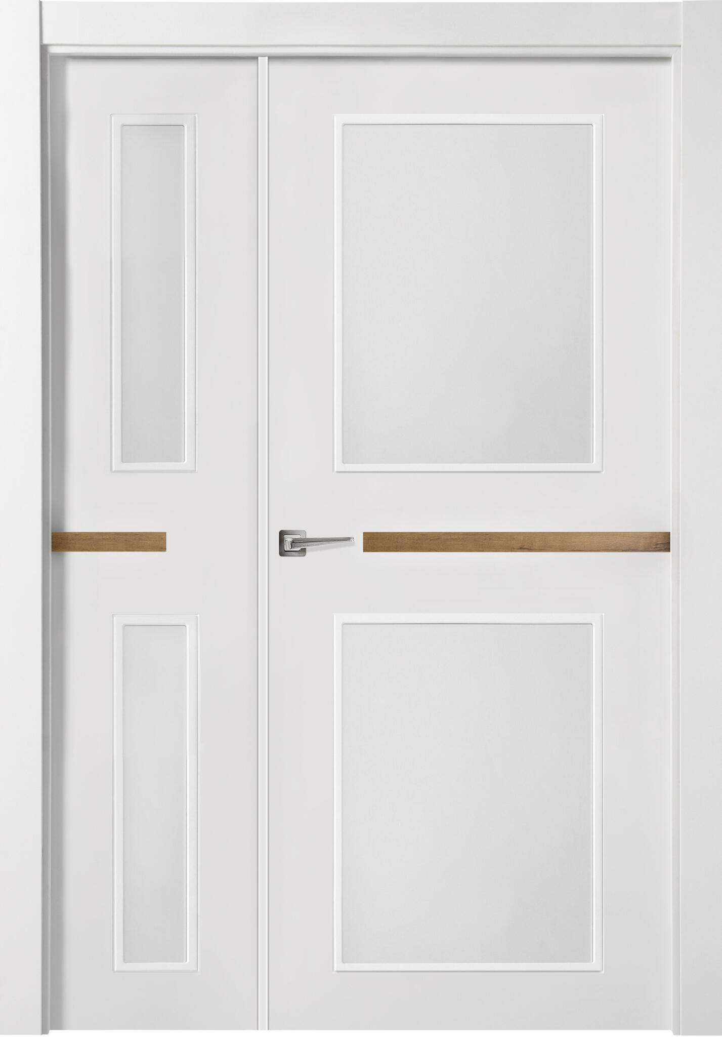 Puerta interior abatible denver gold blanco line apertura dcha con cristal 125cm