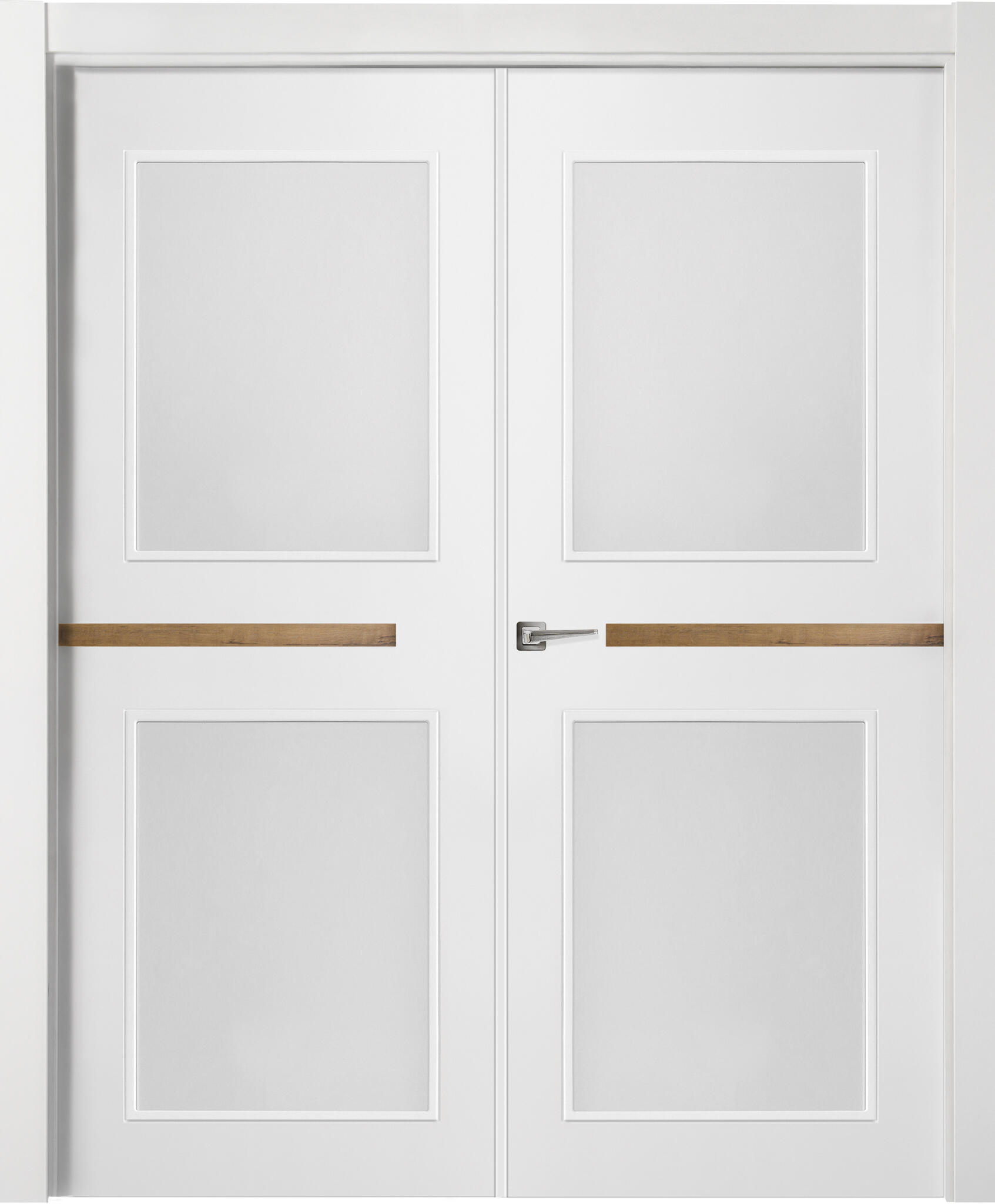 Puerta interior abatible denver gold blanco apertura dcha con cristal 6x2 145cm