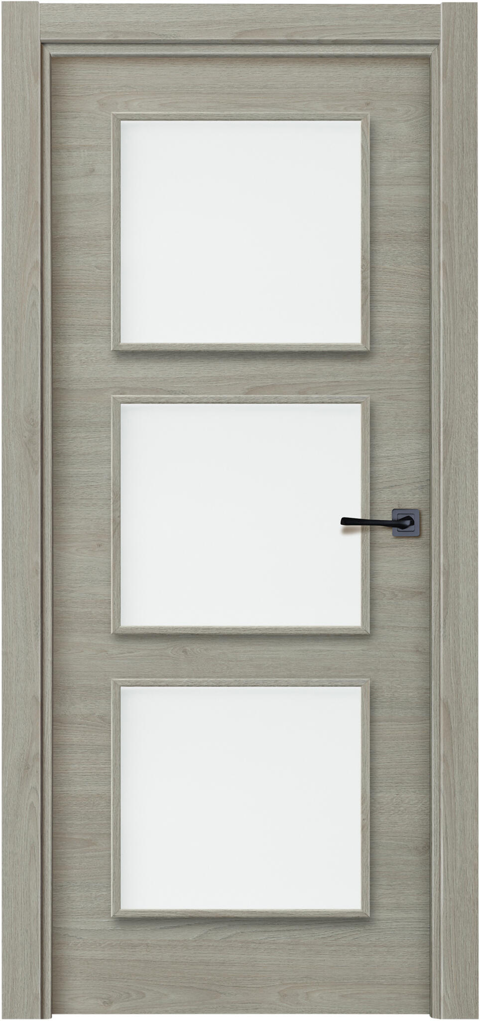 Puerta de interior abatible vidriera con cristal incluido estructura maciza acabado laminado serie line plus oslo vila roble gris apertura izquierda cerco de 70 x 20 anchura 62.5 cm