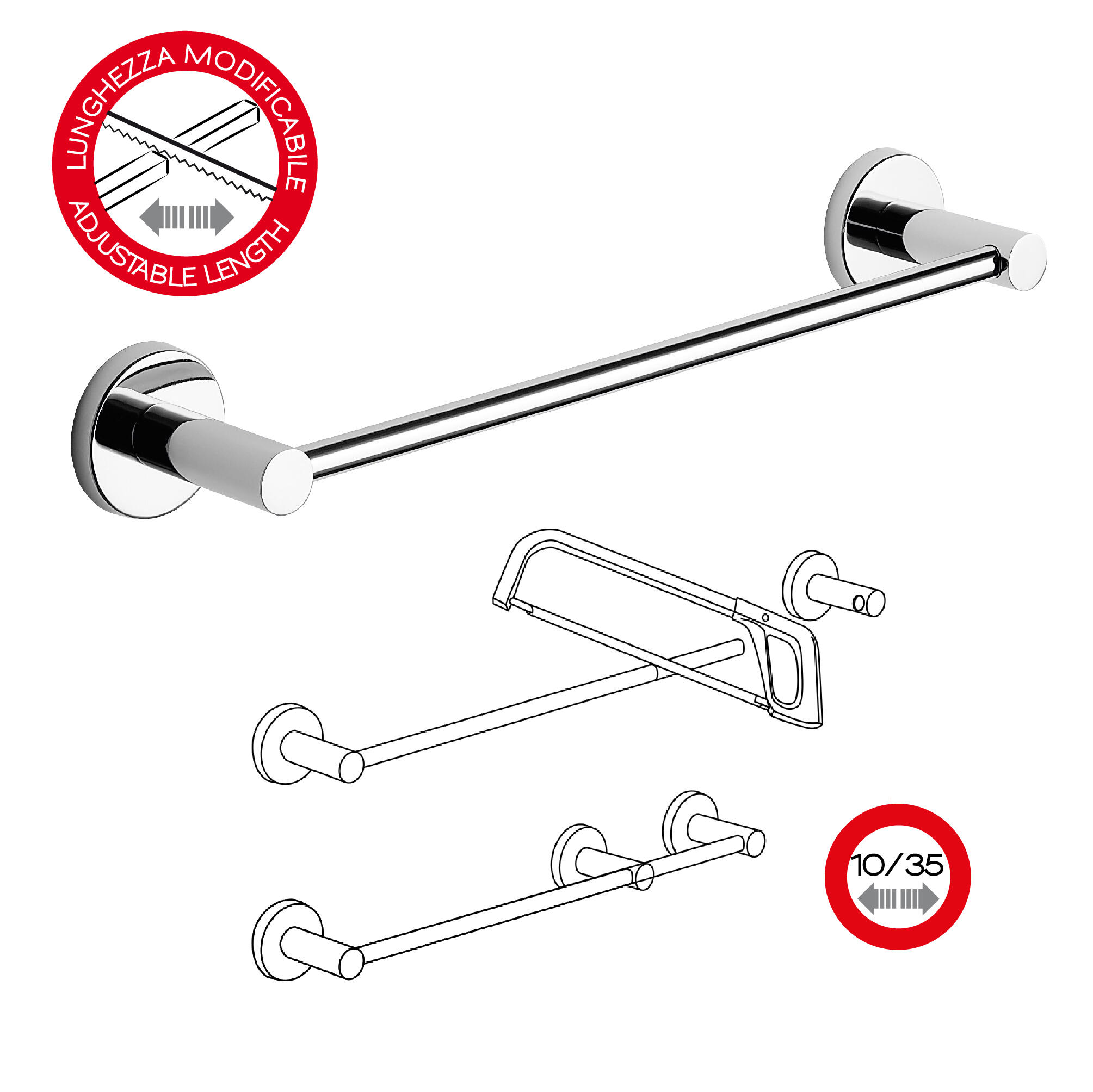 Toalheiro de barra BERNINA 39CM CROMADO BRILHANTE - 8