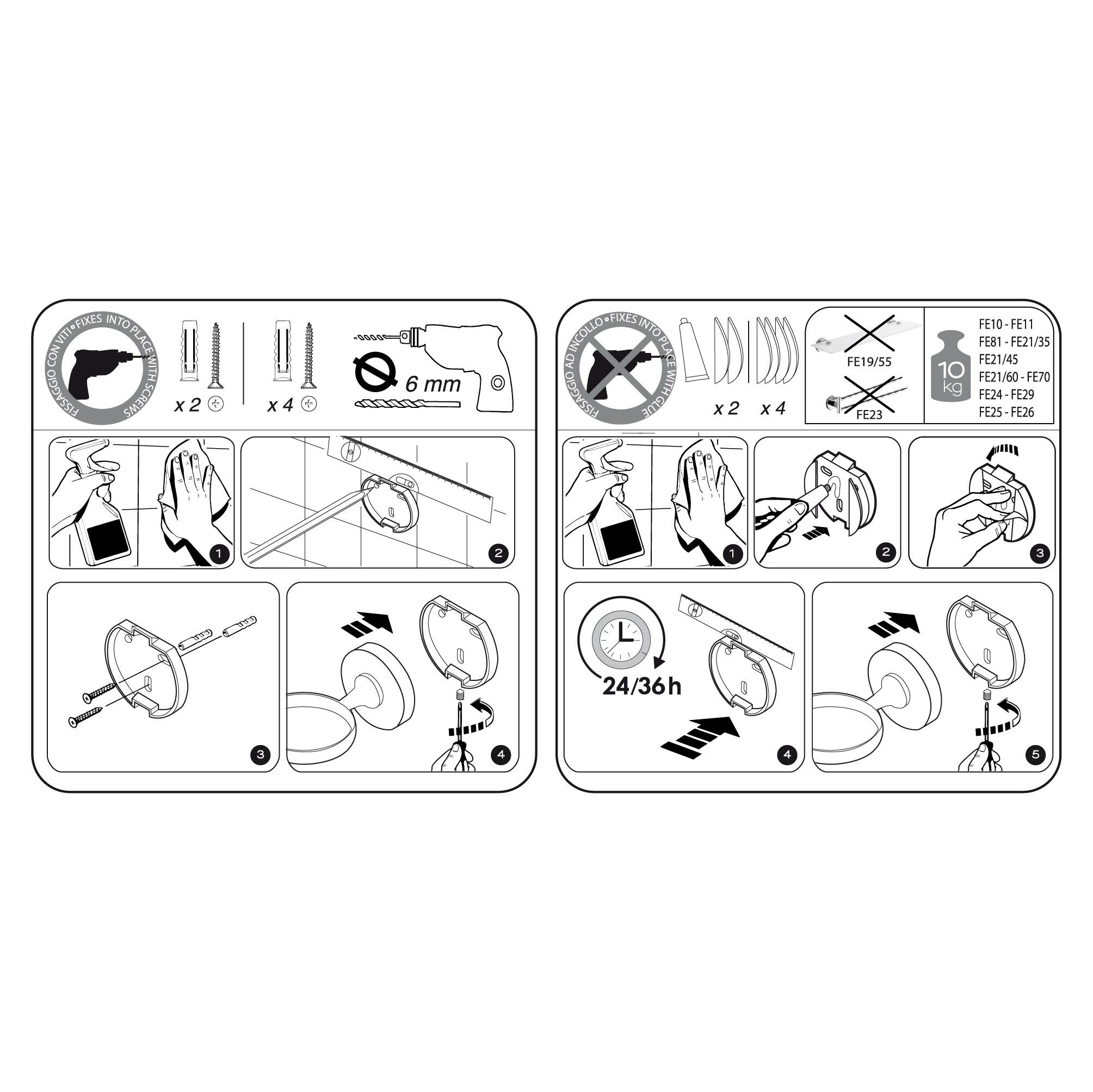 Portarrollos de papel higiénico Felce plata adheviso o para atornillar - 6