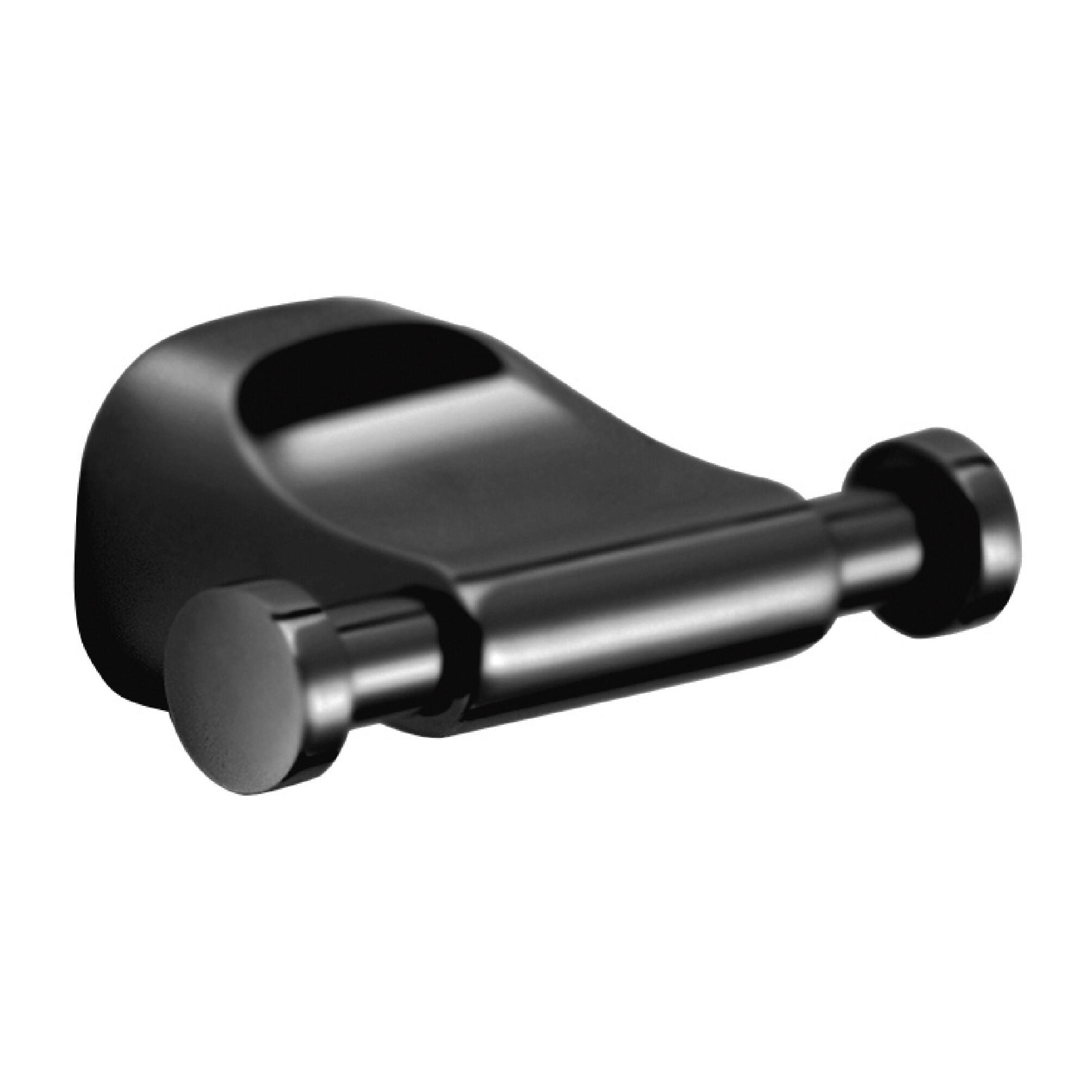 Percha/perchero stelvio acero inoxidable negro con 2 ganchos