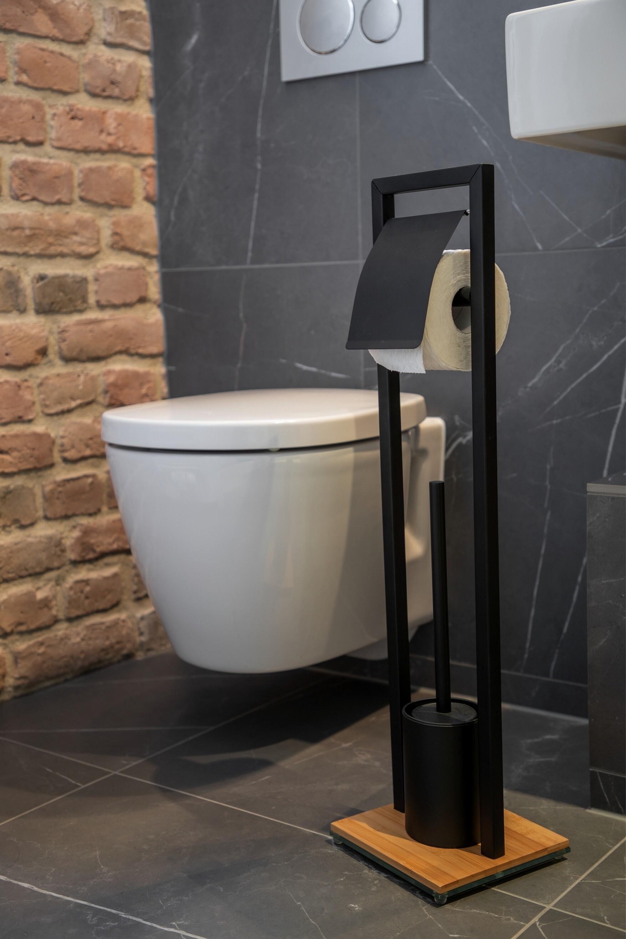 Suporte de piaçaba e porta rolos preto 18x18x72,5 cm Wenko Bambusa - 4