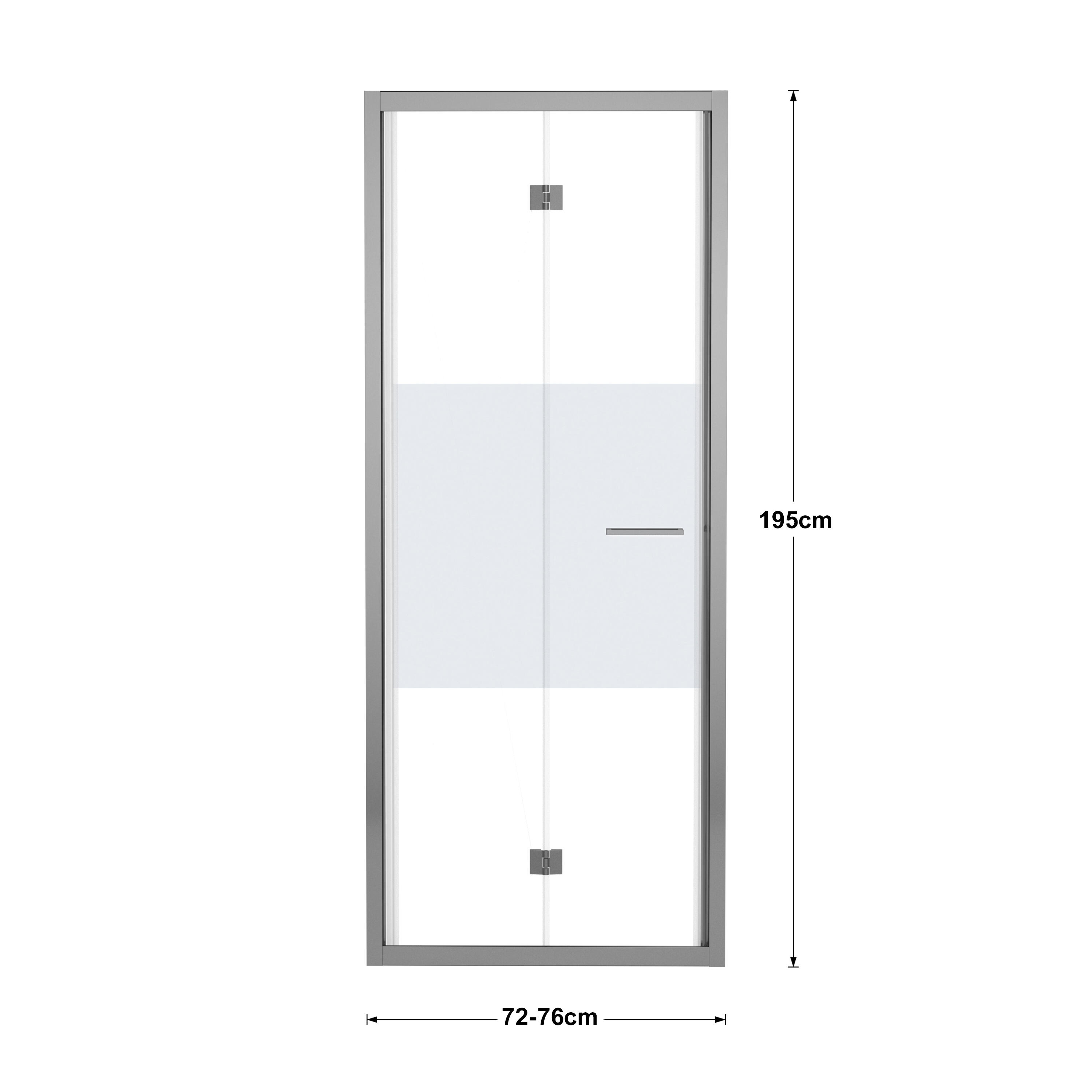 Porta doccia pieghevole Record, L 72-76 cm x H 195 cm x SP 6 mm, profilo cromo, vetro smerigliato - 3