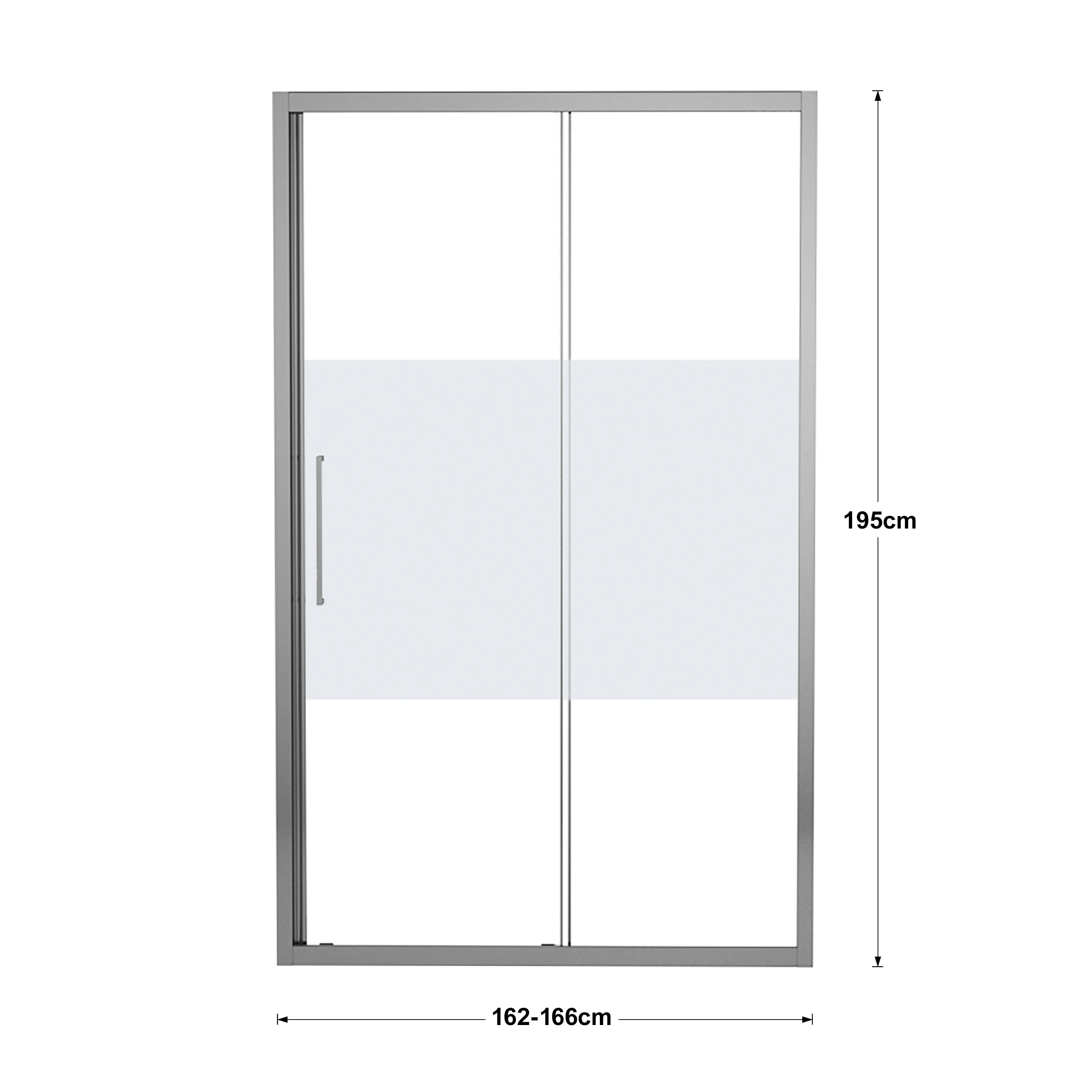 Porta doccia scorrevole L 162-166 cm x H 195 cm per nicchia in vetro smerigliato SP. 6 mm, profilo lucido cromo, serie Record - 3