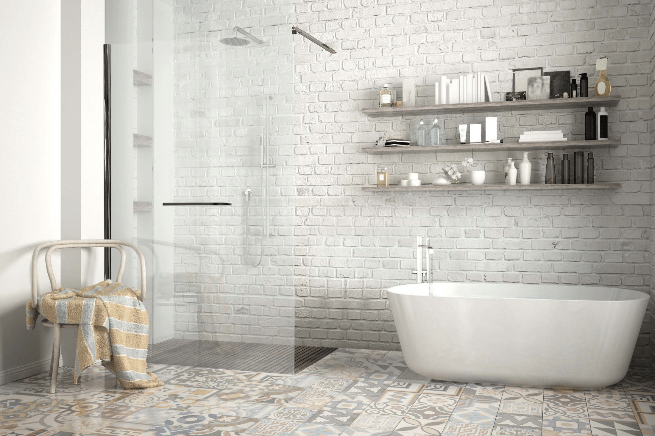 Mampara de ducha fija transparente indus perfil aluminio cromo x200 cm cristal 8mm reversible antical 1 barra de estabilización 100 cm (recortable) incluida marca ayor