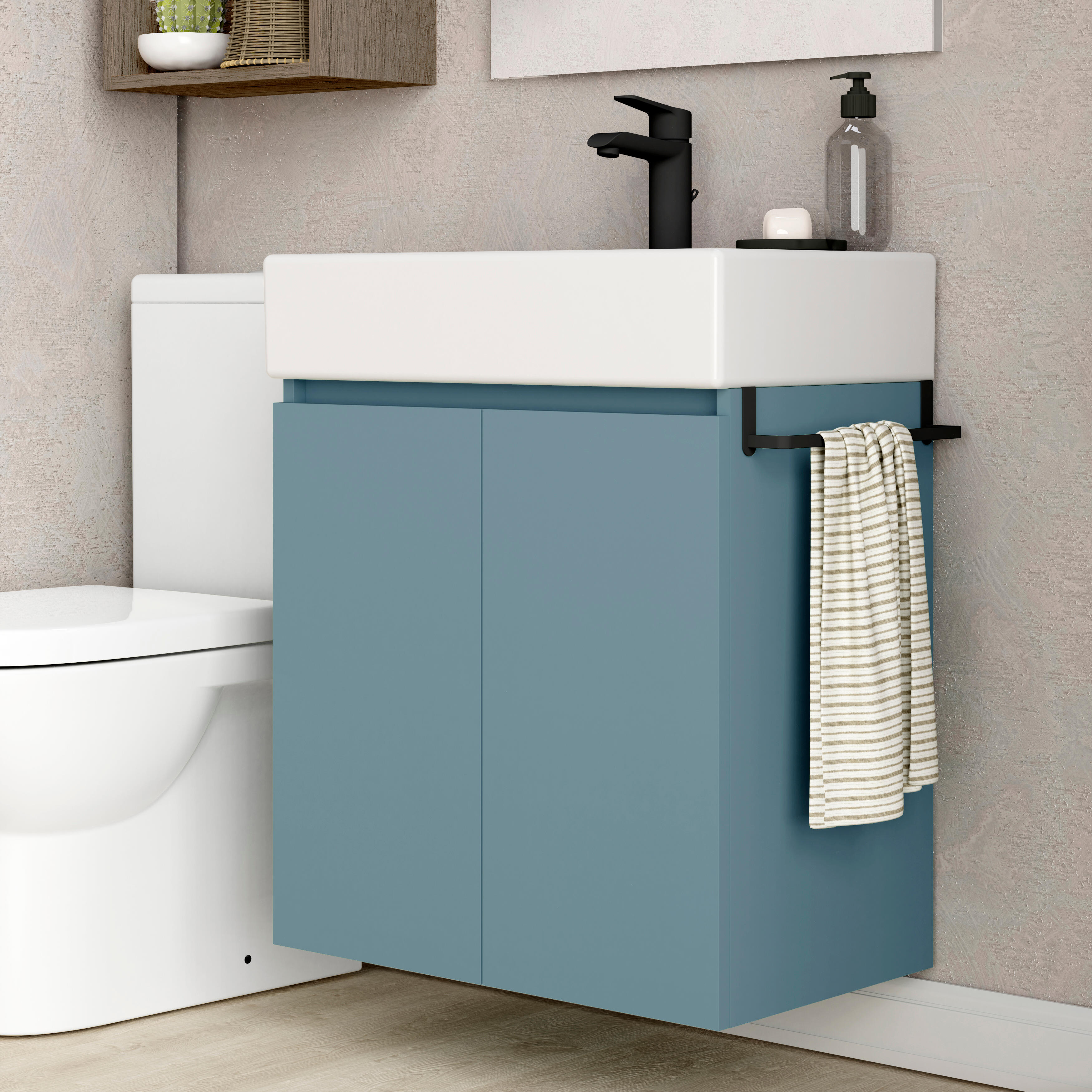 Mueble de baño con lavabo  Espacio L azul claro mate 60x35 cm - 4
