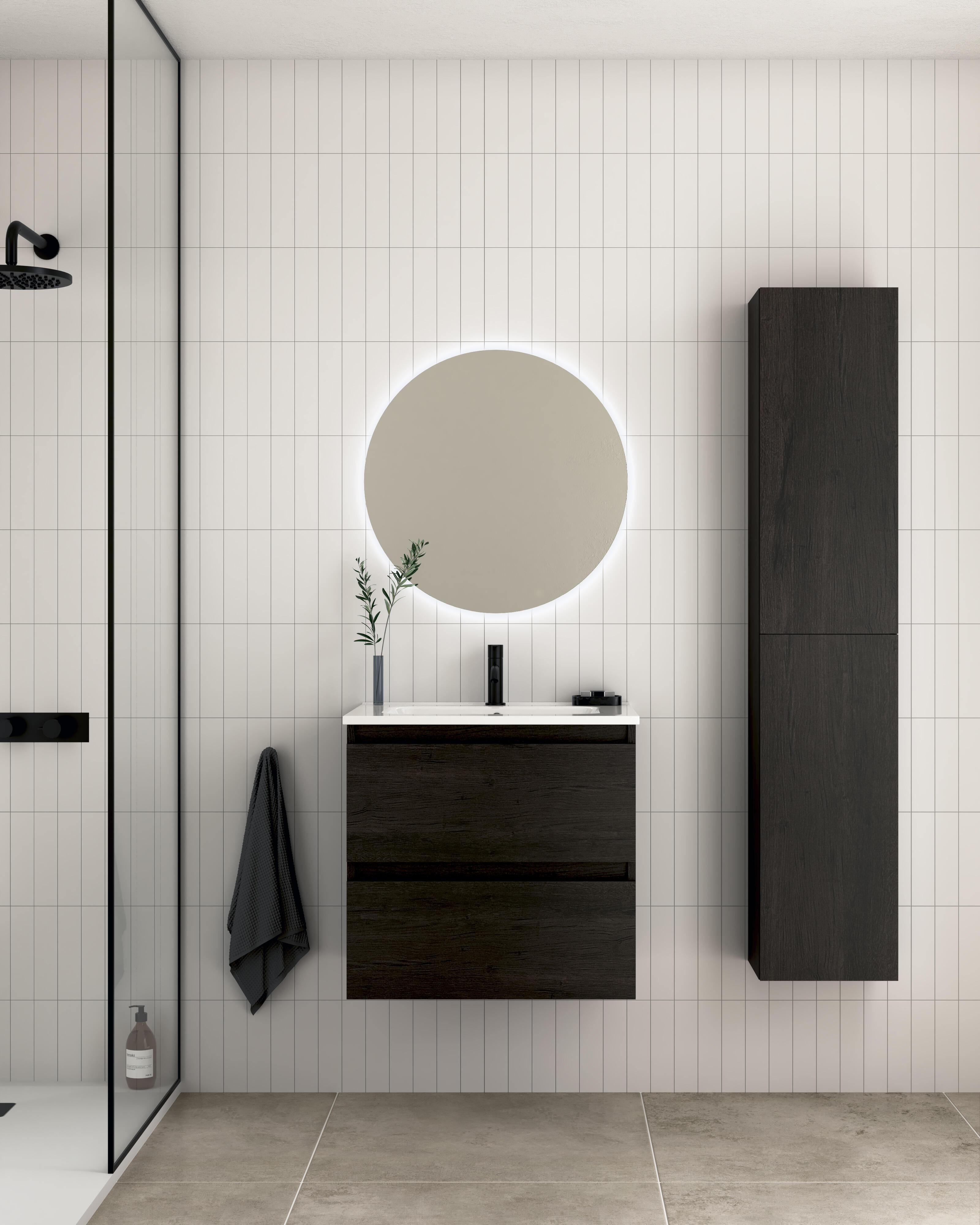 Mueble de baño con lavabo becco wengué mate 60x45 cm