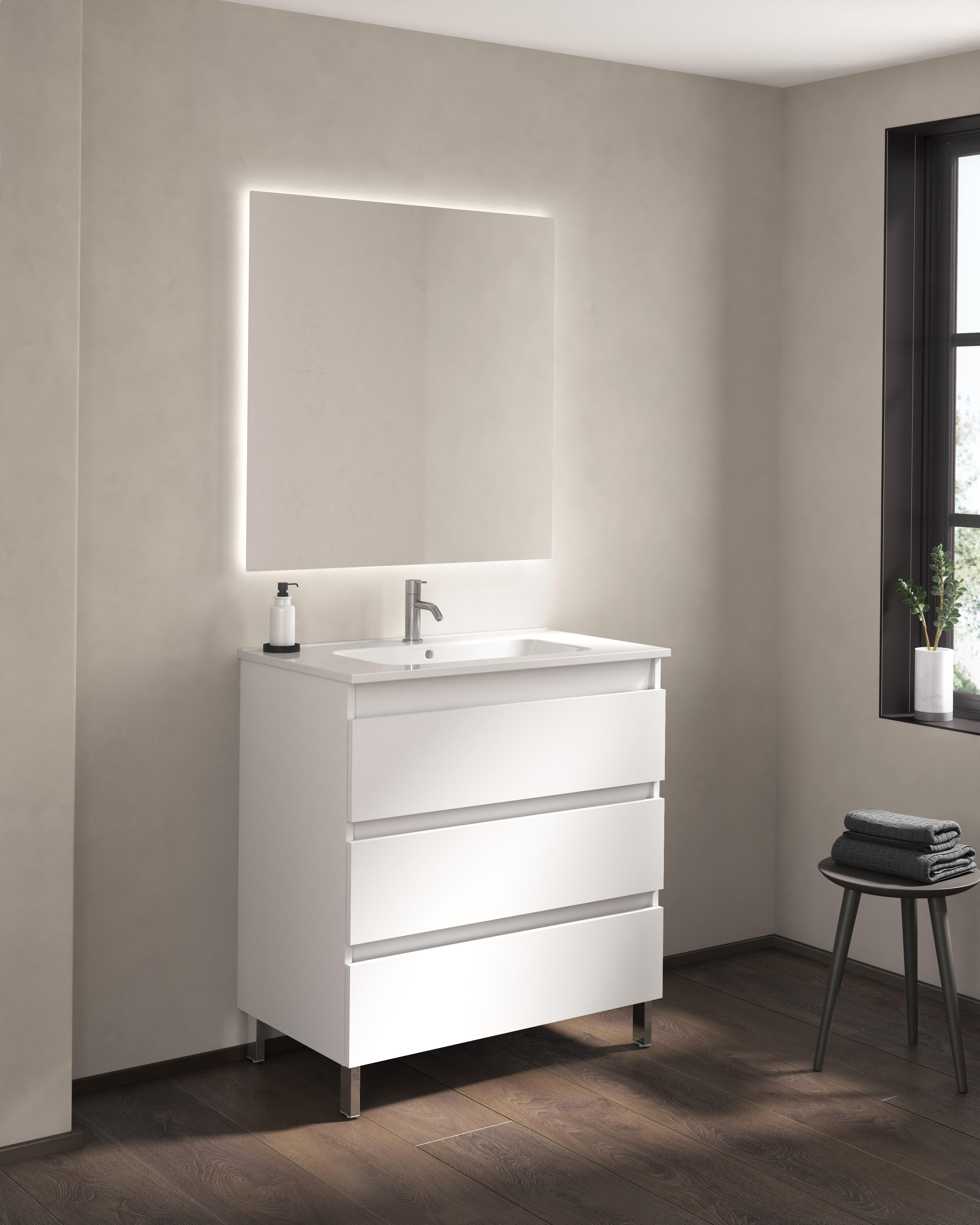Mueble de baño con lavabo becco blanco brillante 80x45 cm