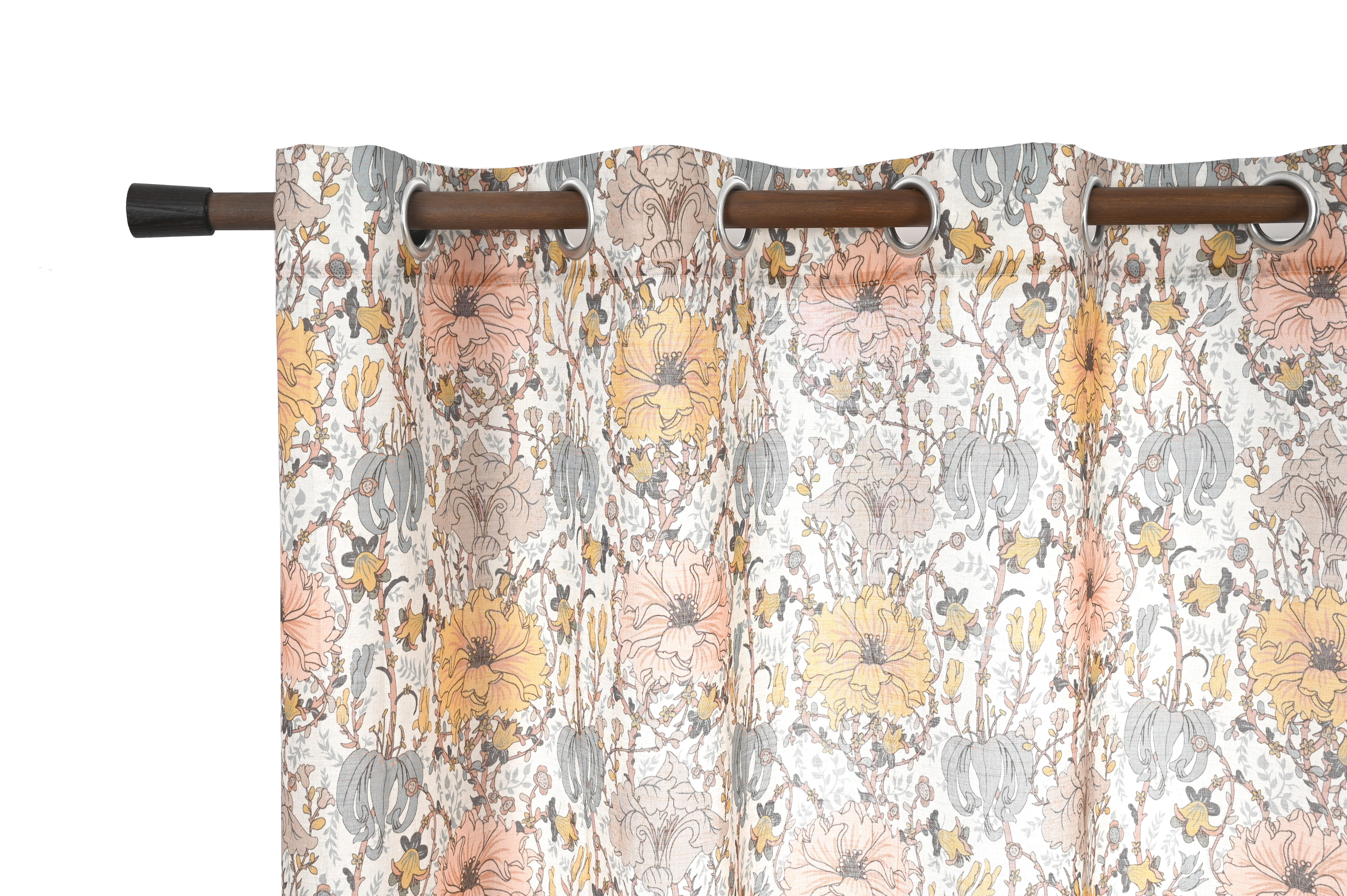 Visillo ollaos floreila algodón inspire flor multicolor de 140x270cm